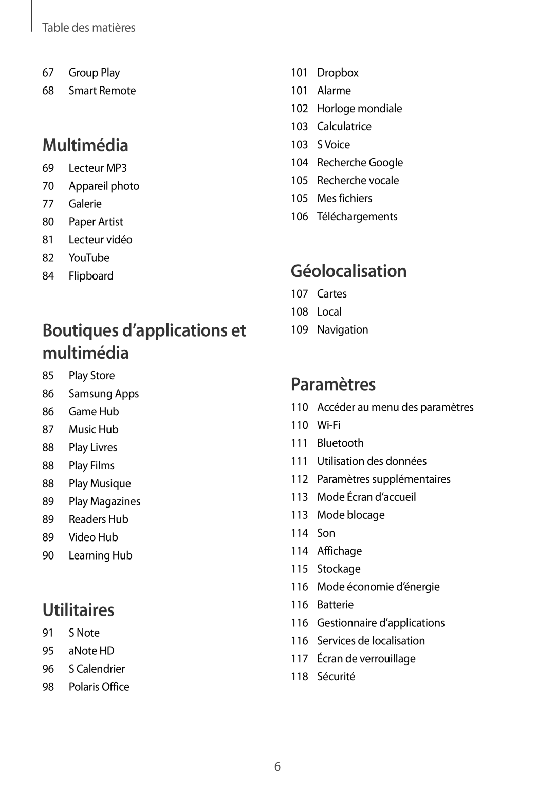 Samsung GT-N5100ZWAXEF manual Géolocalisation 