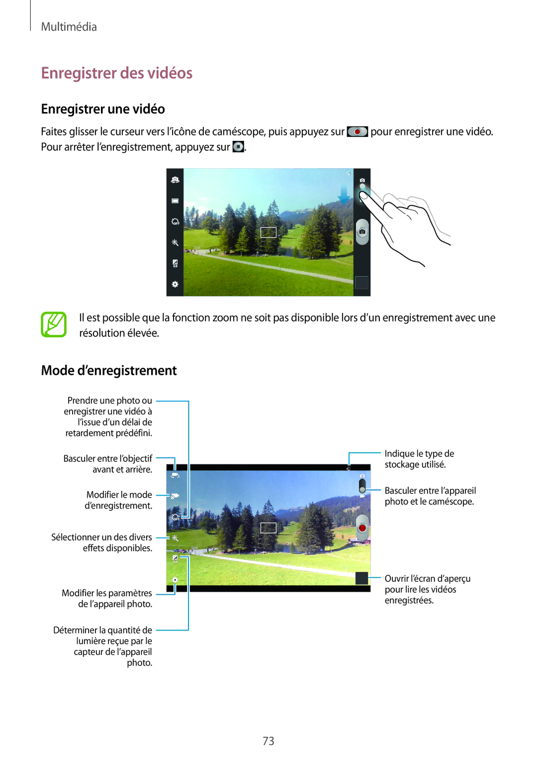 Samsung GT-N5100ZWAXEF manual Enregistrer des vidéos, Enregistrer une vidéo, Mode d’enregistrement 