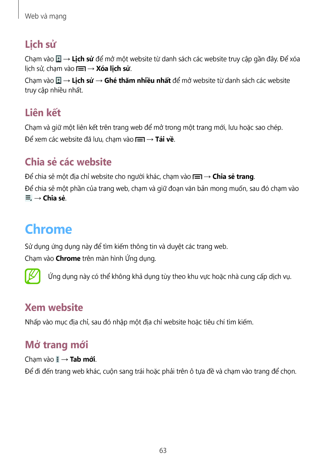 Samsung GT-N5100ZWAXXV manual Chrome, Lich sư, Liên kết, Chia sẻ các website, → Chia sẻ 