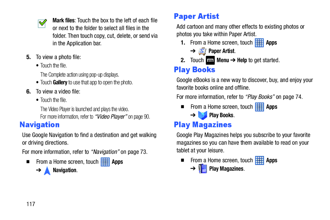 Samsung GT-N5110 user manual Paper Artist, Play Magazines 