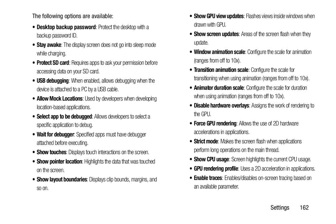 Samsung GT-N5110 user manual Following options are available 