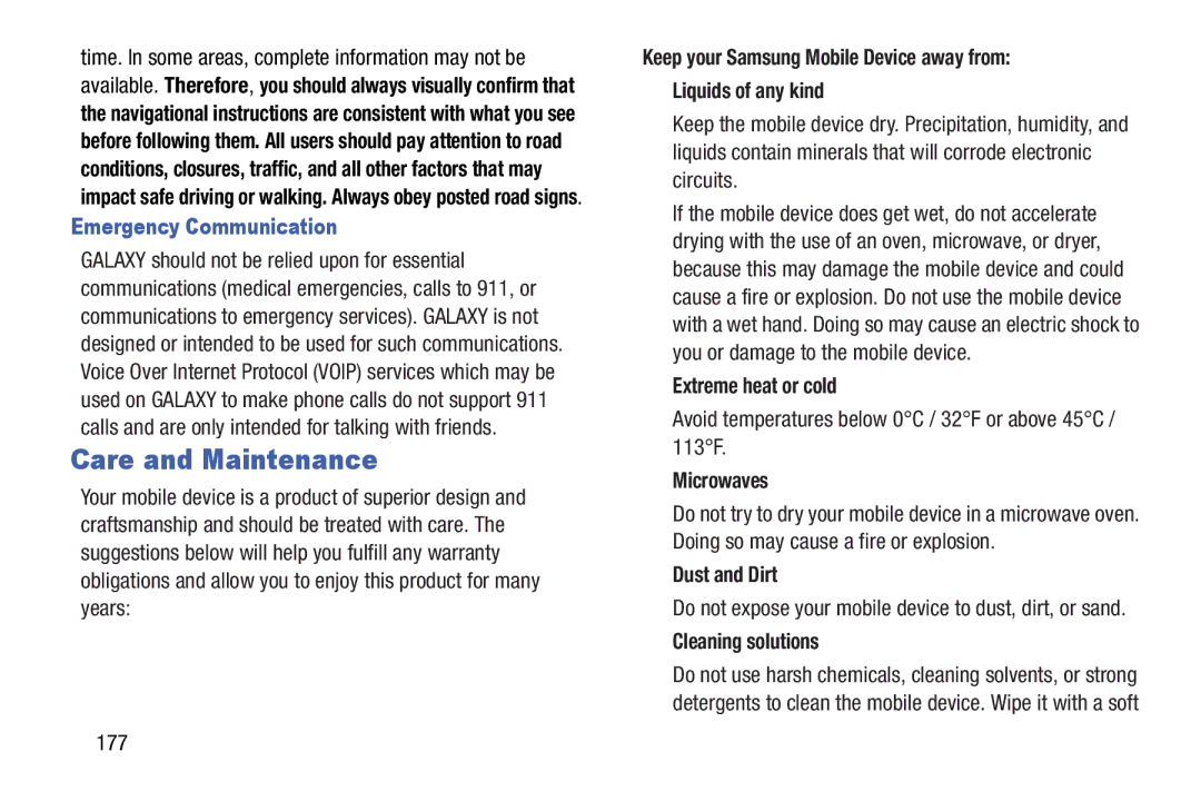 Samsung GT-N5110 user manual Care and Maintenance, Emergency Communication 