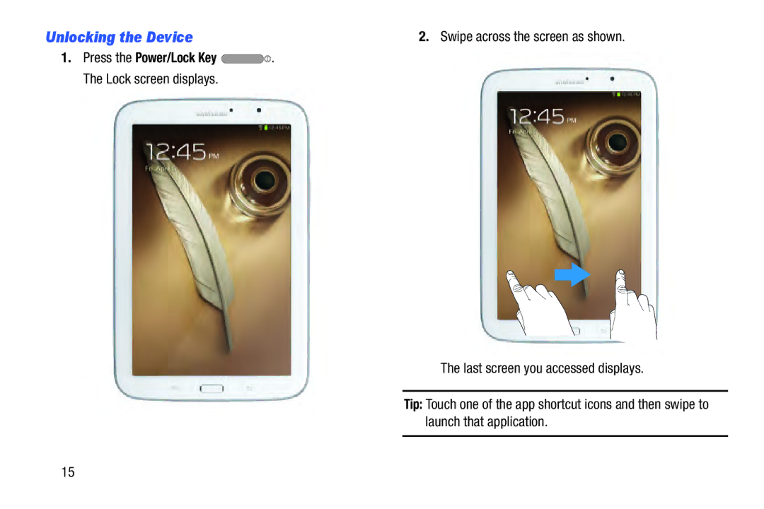 Samsung GT-N5110 user manual Unlocking the Device 