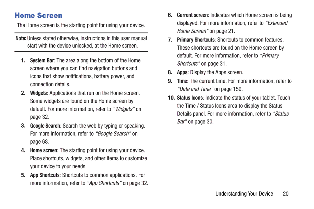 Samsung GT-N5110 user manual Home Screen, Apps Display the Apps screen 