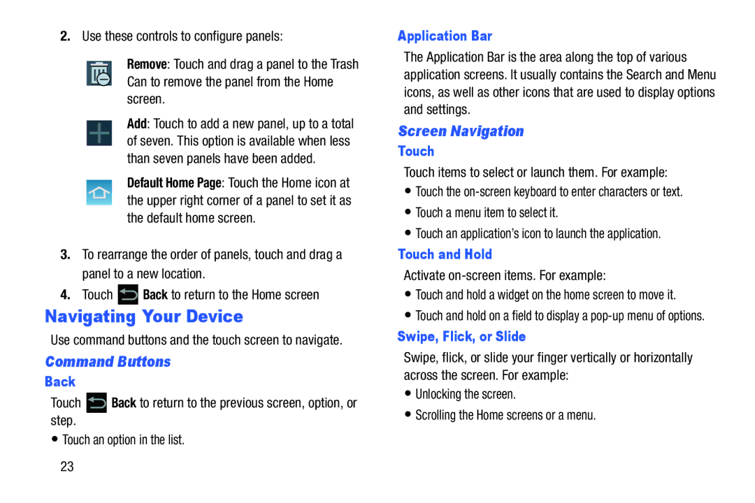 Samsung GT-N5110 user manual Navigating Your Device, Command Buttons, Screen Navigation 