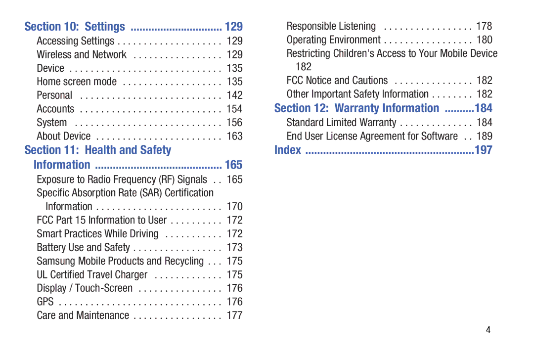 Samsung GT-N5110 user manual 129, Health and Safety, 165 