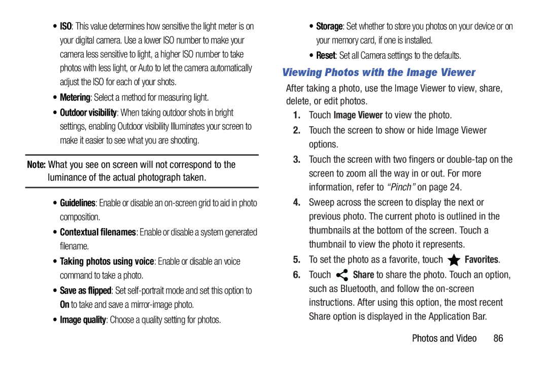 Samsung GT-N5110 user manual Viewing Photos with the Image Viewer, Metering Select a method for measuring light 