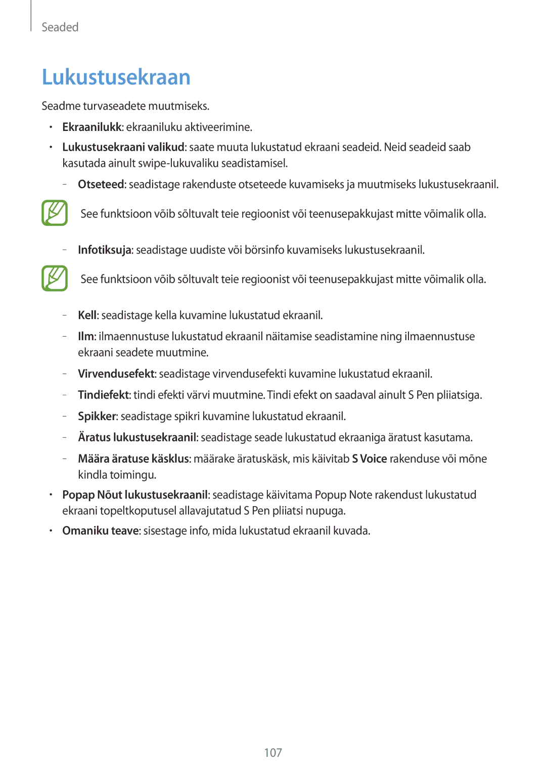 Samsung GT-N5110ZWASEB manual Lukustusekraan 