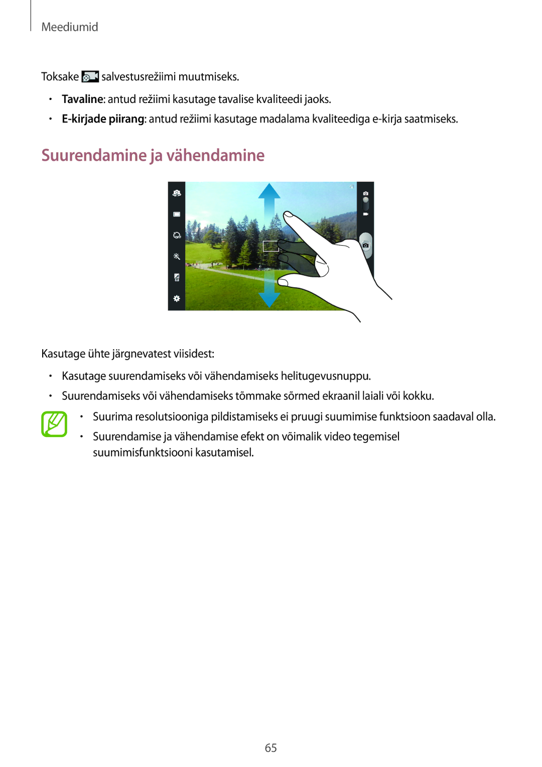 Samsung GT-N5110ZWASEB manual Suurendamine ja vähendamine 