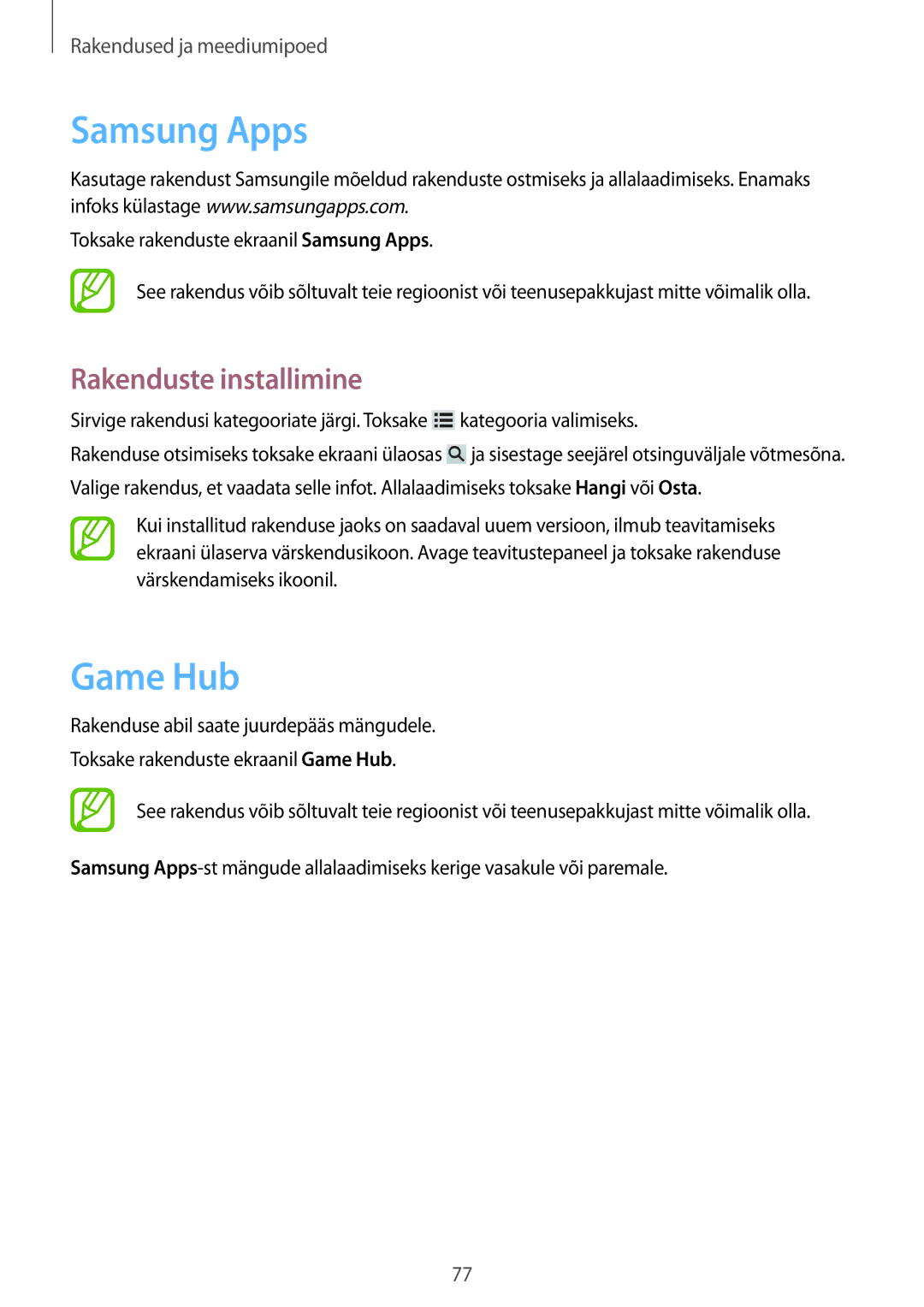 Samsung GT-N5110ZWASEB manual Samsung Apps, Game Hub 