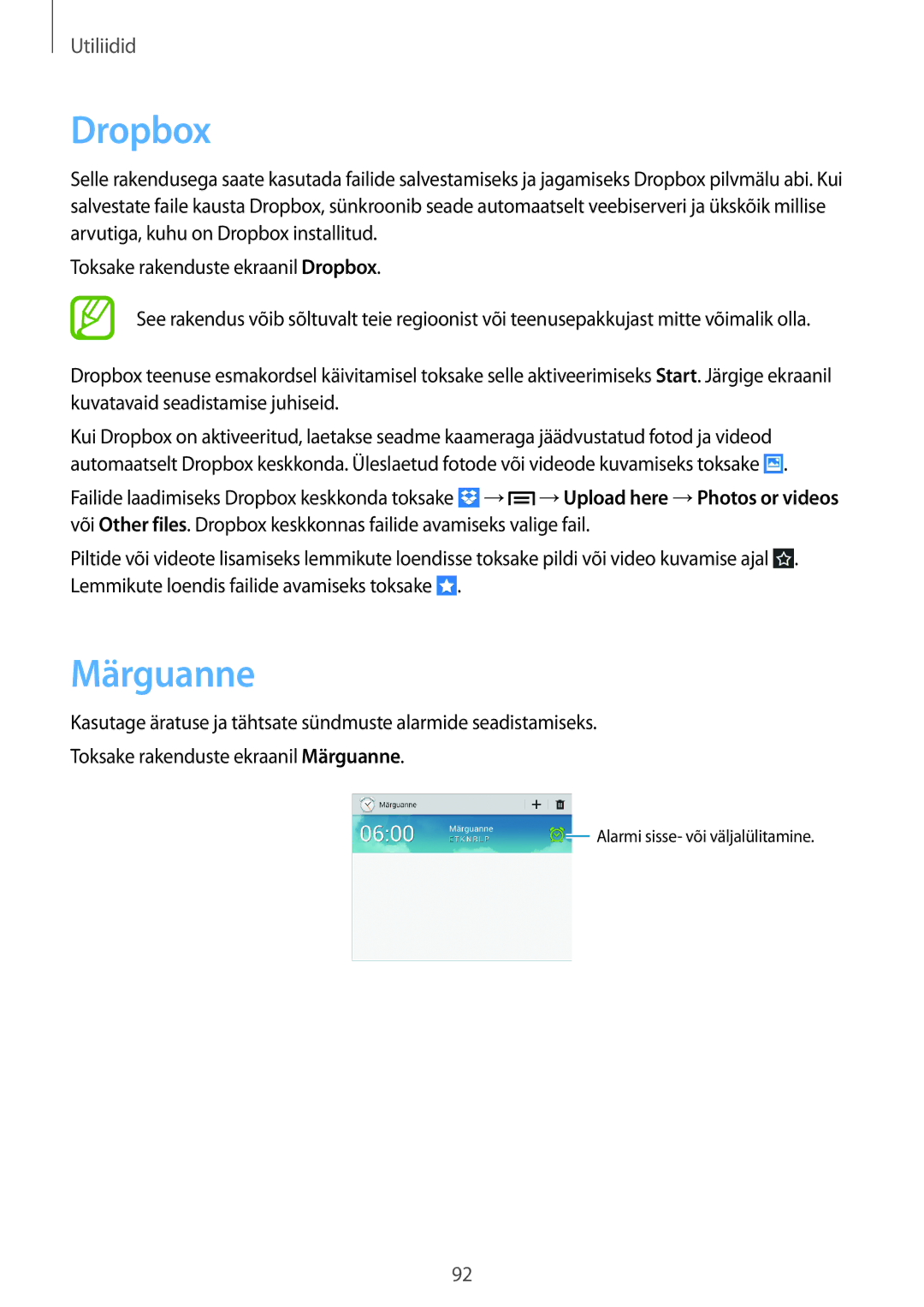 Samsung GT-N5110ZWASEB manual Dropbox, Märguanne 