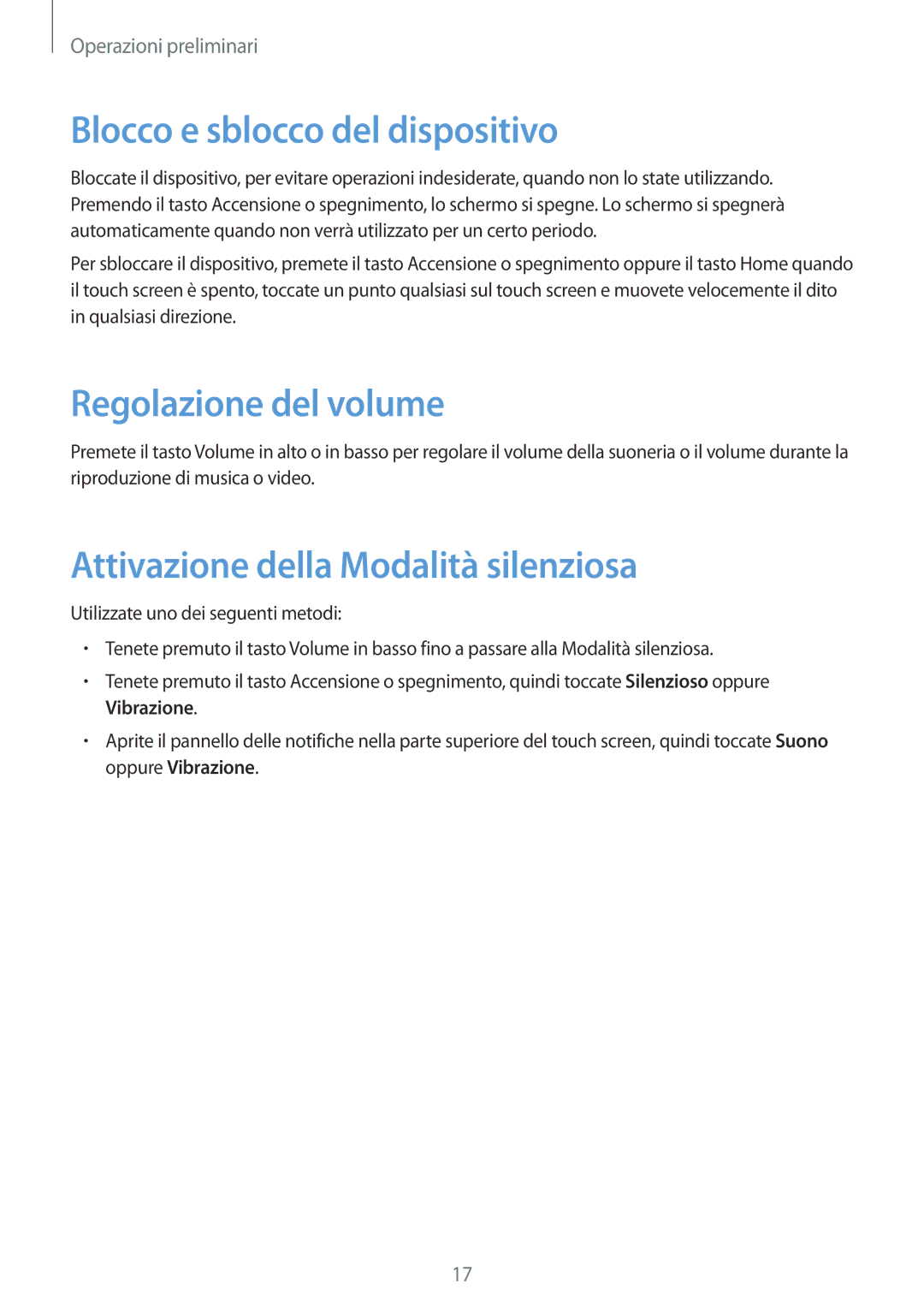 Samsung GT-N5110ZWAITV Blocco e sblocco del dispositivo, Regolazione del volume, Attivazione della Modalità silenziosa 