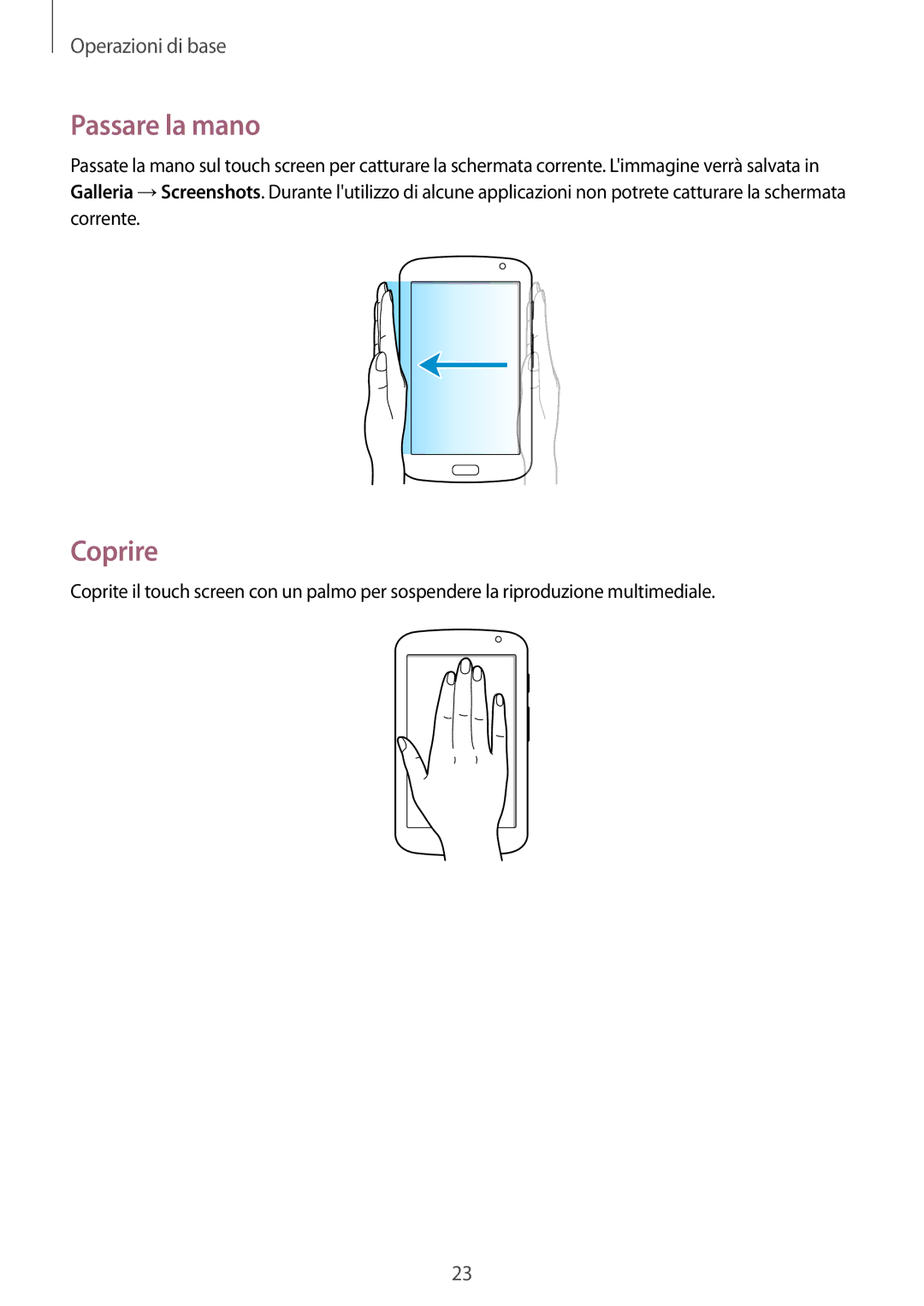 Samsung GT-N5110ZWAITV, GT-N5110ZWATUR manual Passare la mano, Coprire 