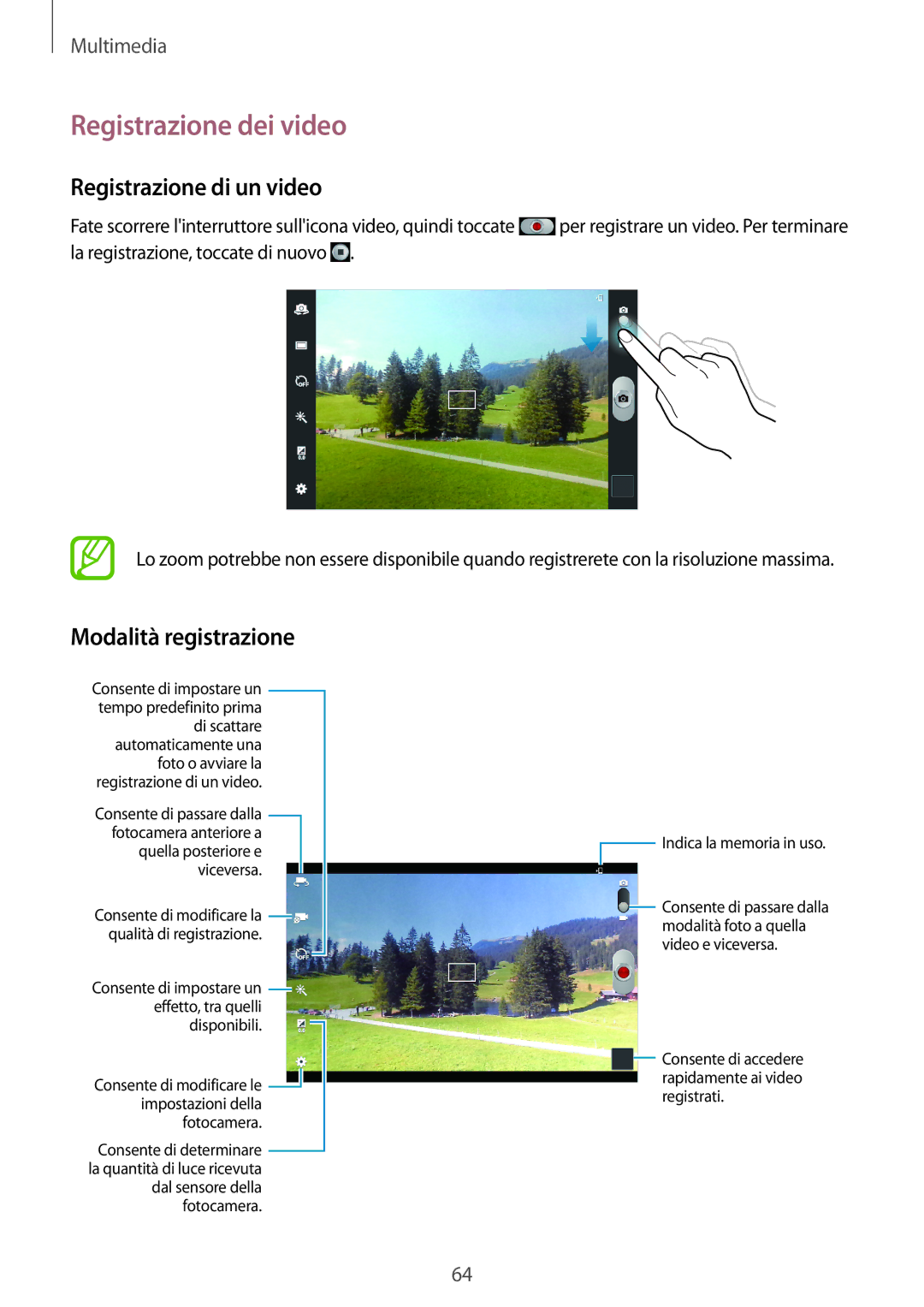 Samsung GT-N5110ZWATUR, GT-N5110ZWAITV manual Registrazione dei video, Registrazione di un video, Modalità registrazione 