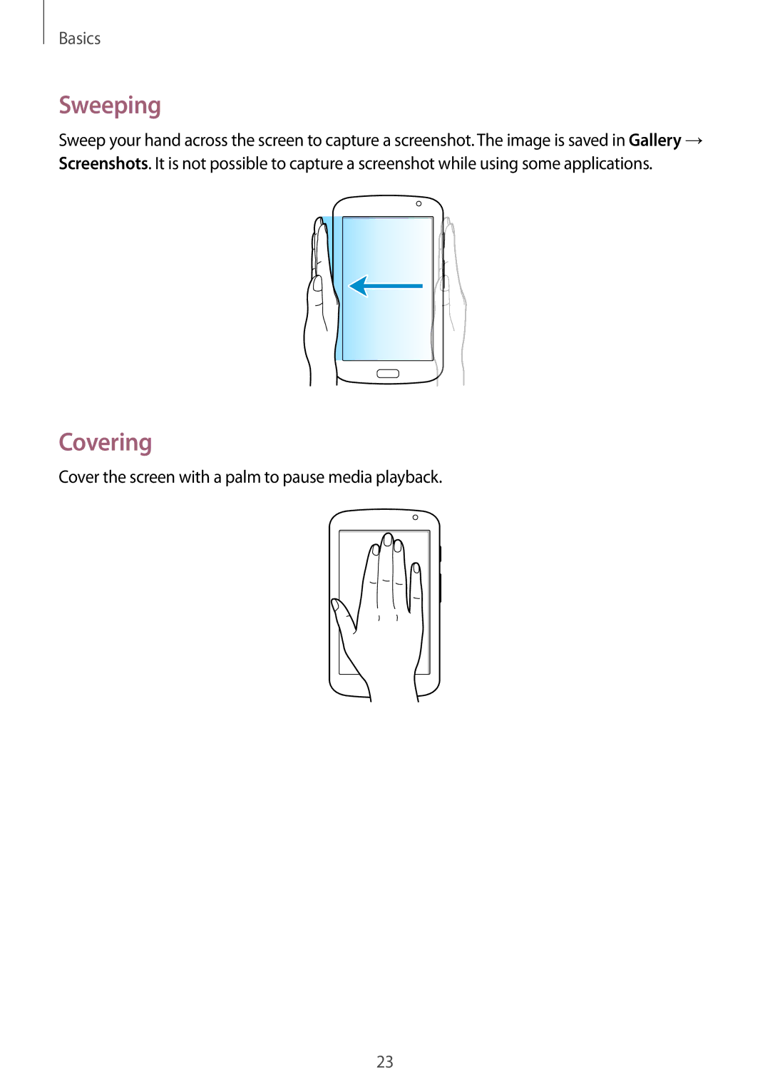 Samsung GT-N5110ZWASER, GT-N5110ZWEXEF, GT-N5110ZWAXEF, GT-N5110NKAXEF, GT-N5110ZWATUR, GT-N5110ZWAITV manual Sweeping, Covering 