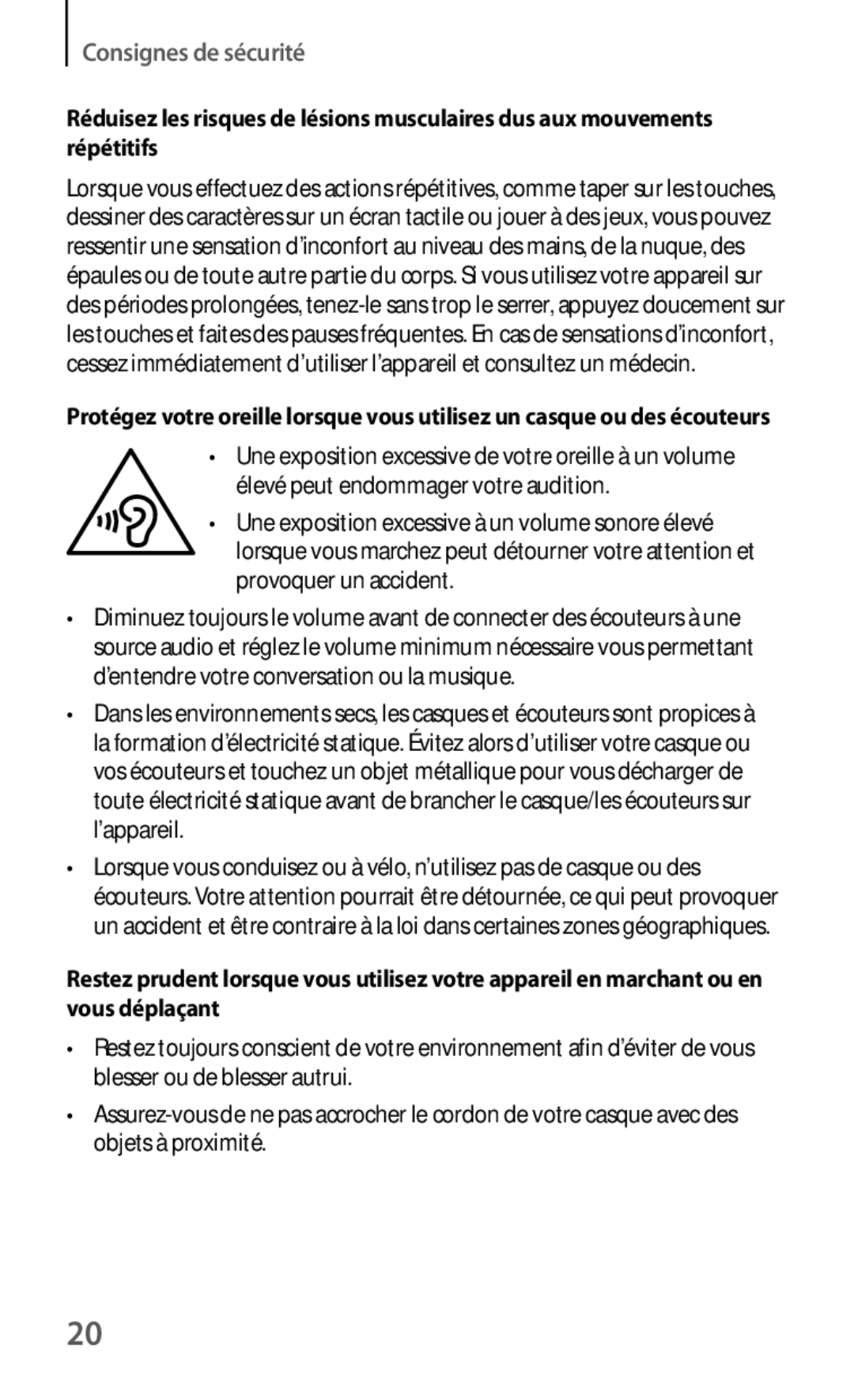 Samsung GT-N5110NKAXEF, GT-N5110ZWEXEF, GT-N5110ZWAXEF manual Consignes de sécurité 