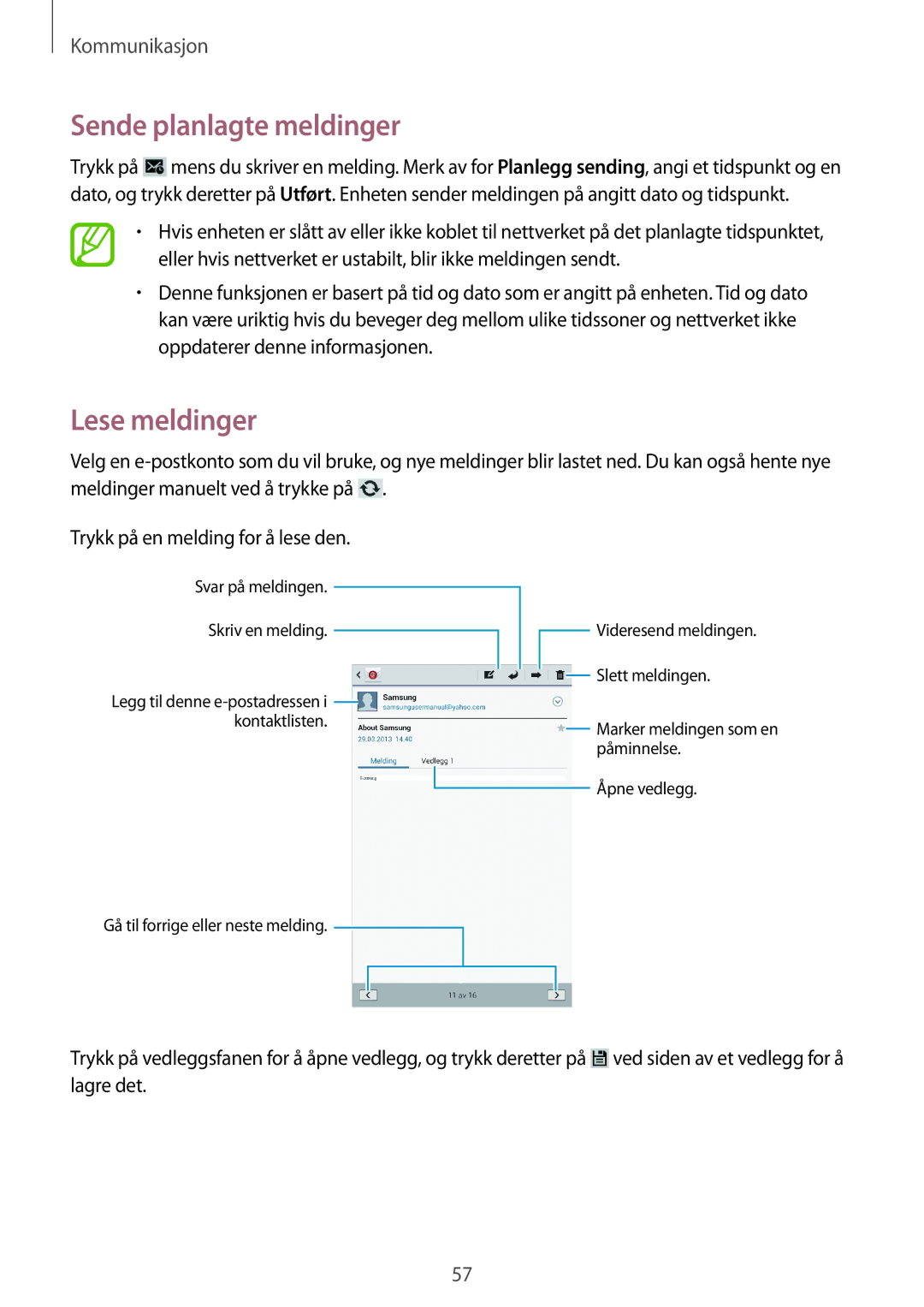 Samsung GT-N5120ZWANEE, GT-N5120NKANEE manual Lese meldinger 