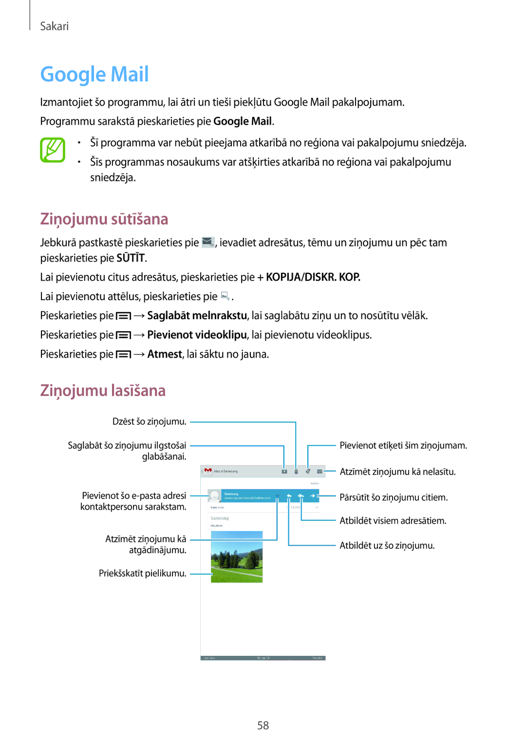 Samsung GT-N5120NKASEB, GT-N5120ZWASEB manual Google Mail, Pieskarieties pie 