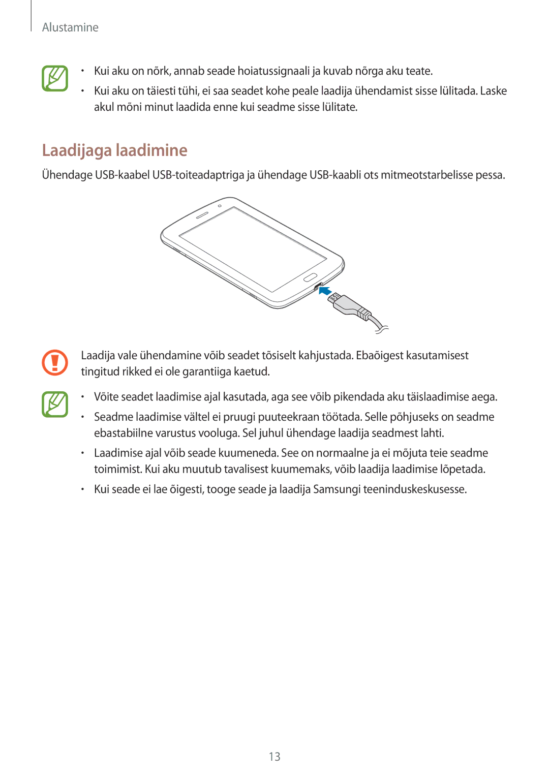 Samsung GT-N5120ZWASEB, GT-N5120NKASEB manual Laadijaga laadimine 