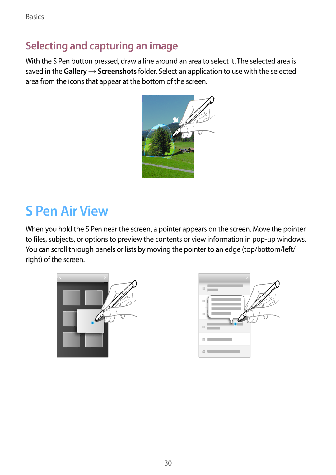 Samsung GT-N5120ZWAO2C, GT-N5120NKAXEF, GT-N5120ZWAXEF, GT-N5120NKANEE manual Pen Air View, Selecting and capturing an image 