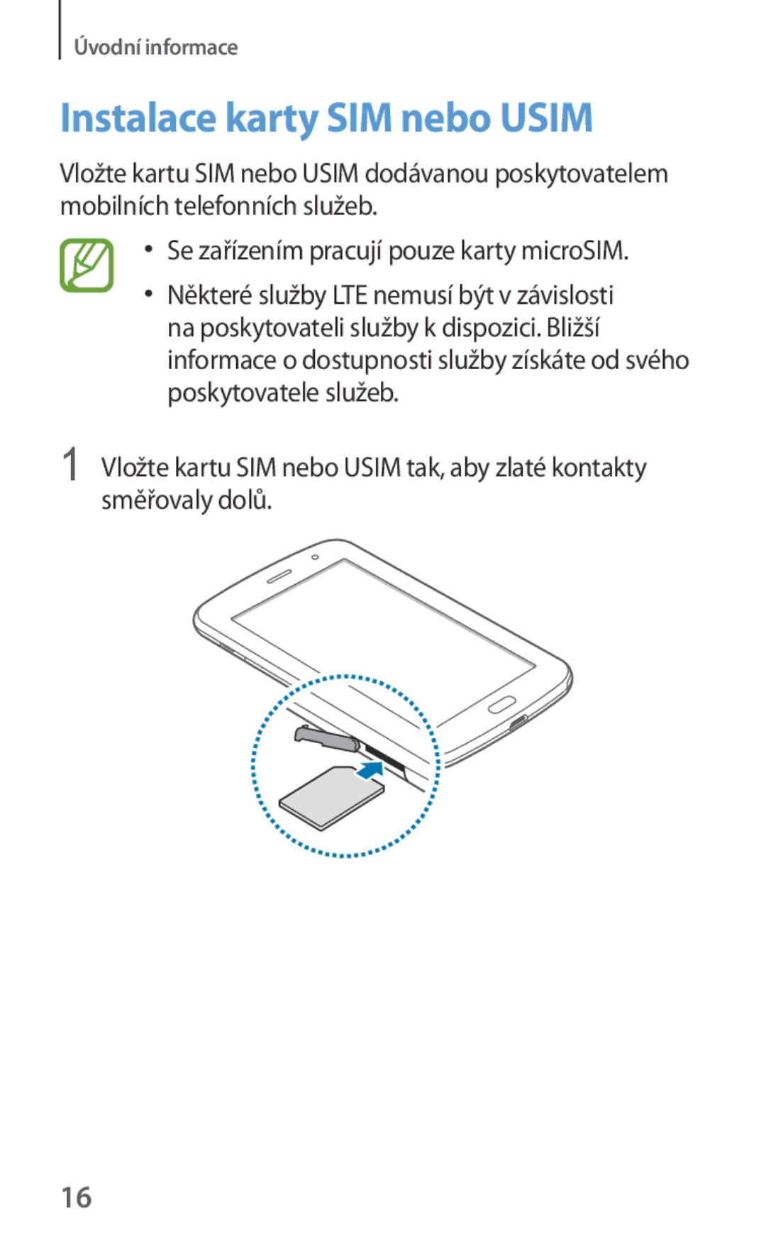 Samsung GT-N5120ZWAO2C manual Instalace karty SIM nebo Usim 