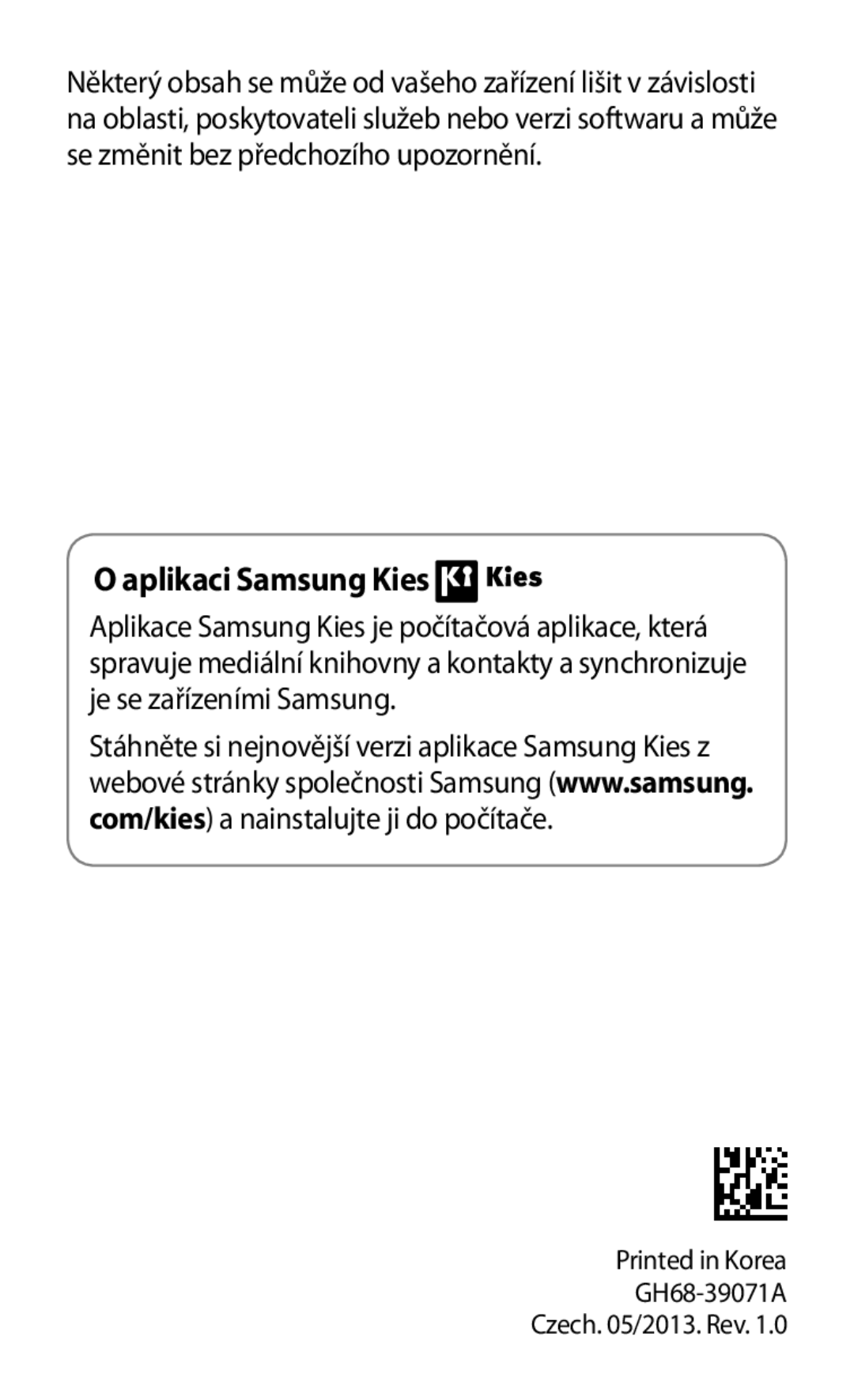 Samsung GT-N5120ZWAO2C manual Aplikaci Samsung Kies 