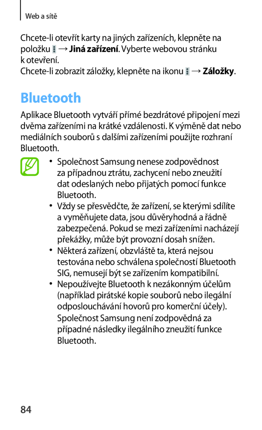 Samsung GT-N5120ZWAO2C manual Bluetooth 