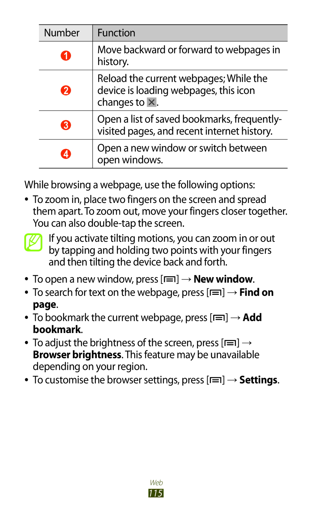 Samsung GT-N7000 user manual → Add, Bookmark 