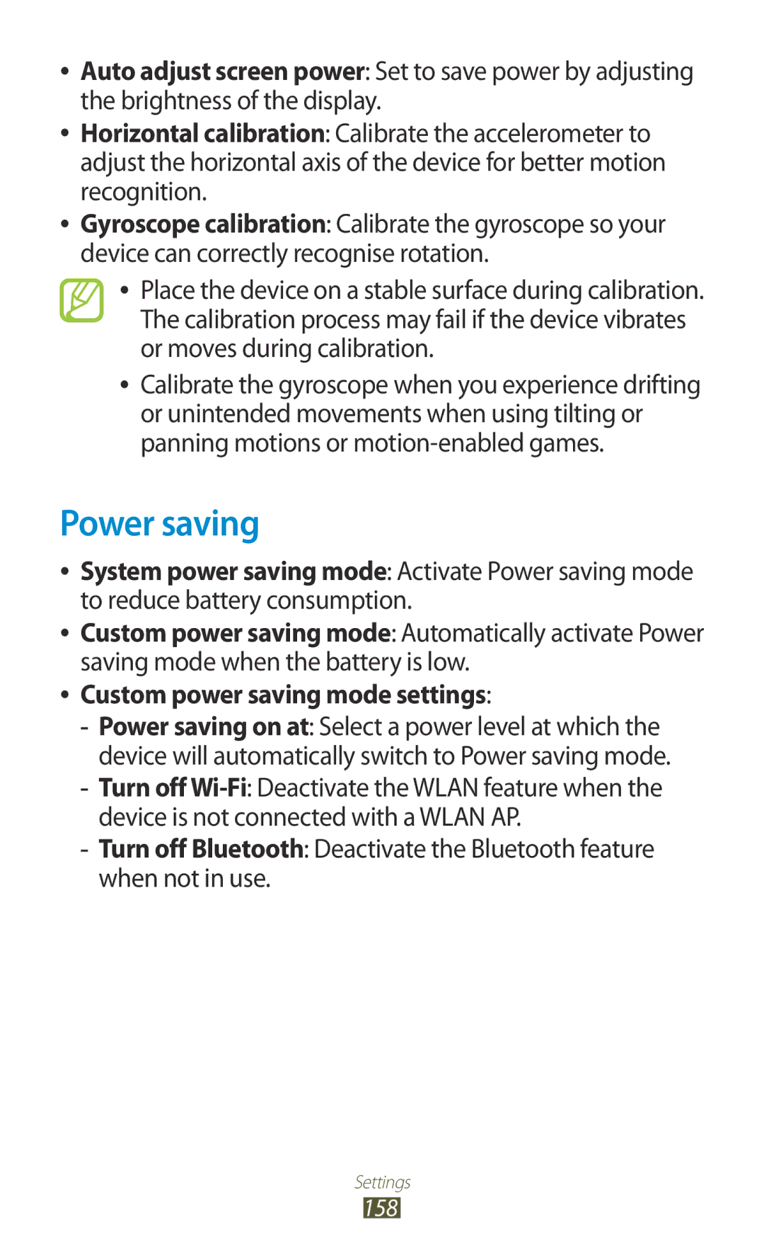 Samsung GT-N7000 user manual Power saving, Custom power saving mode settings 