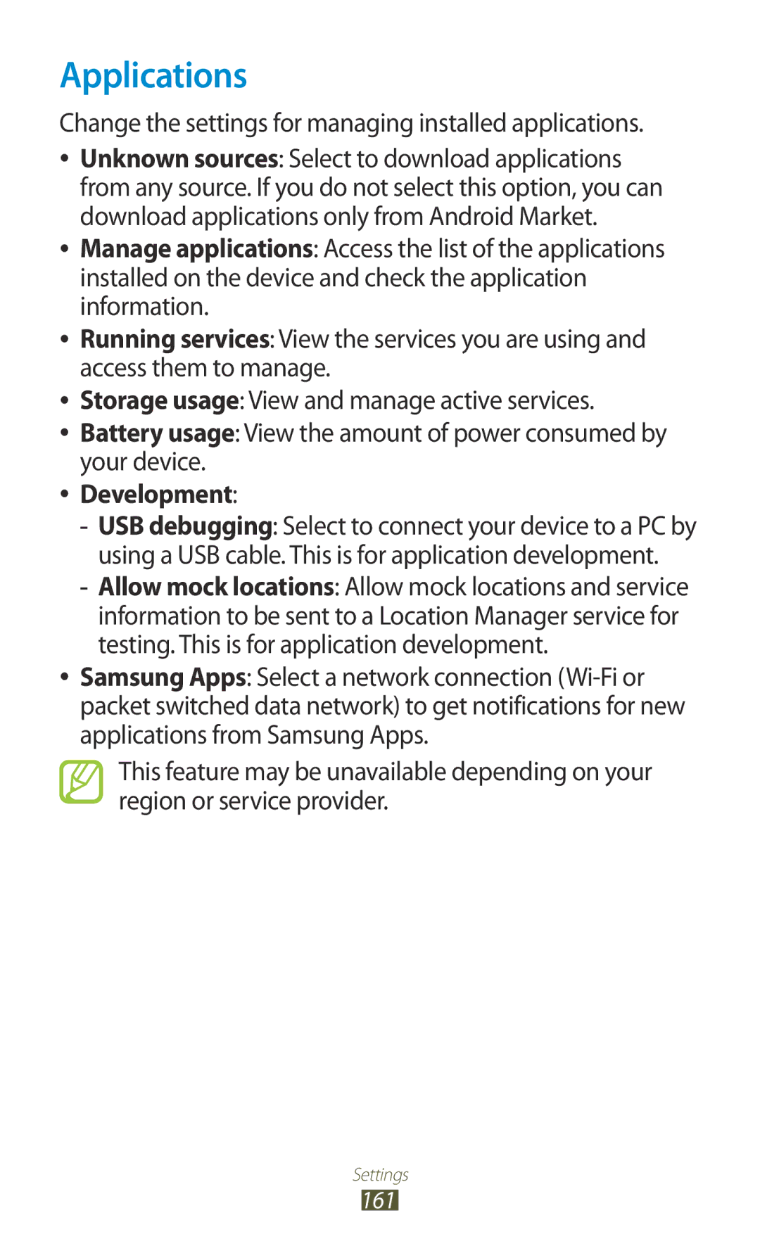 Samsung GT-N7000 user manual Applications, Development 