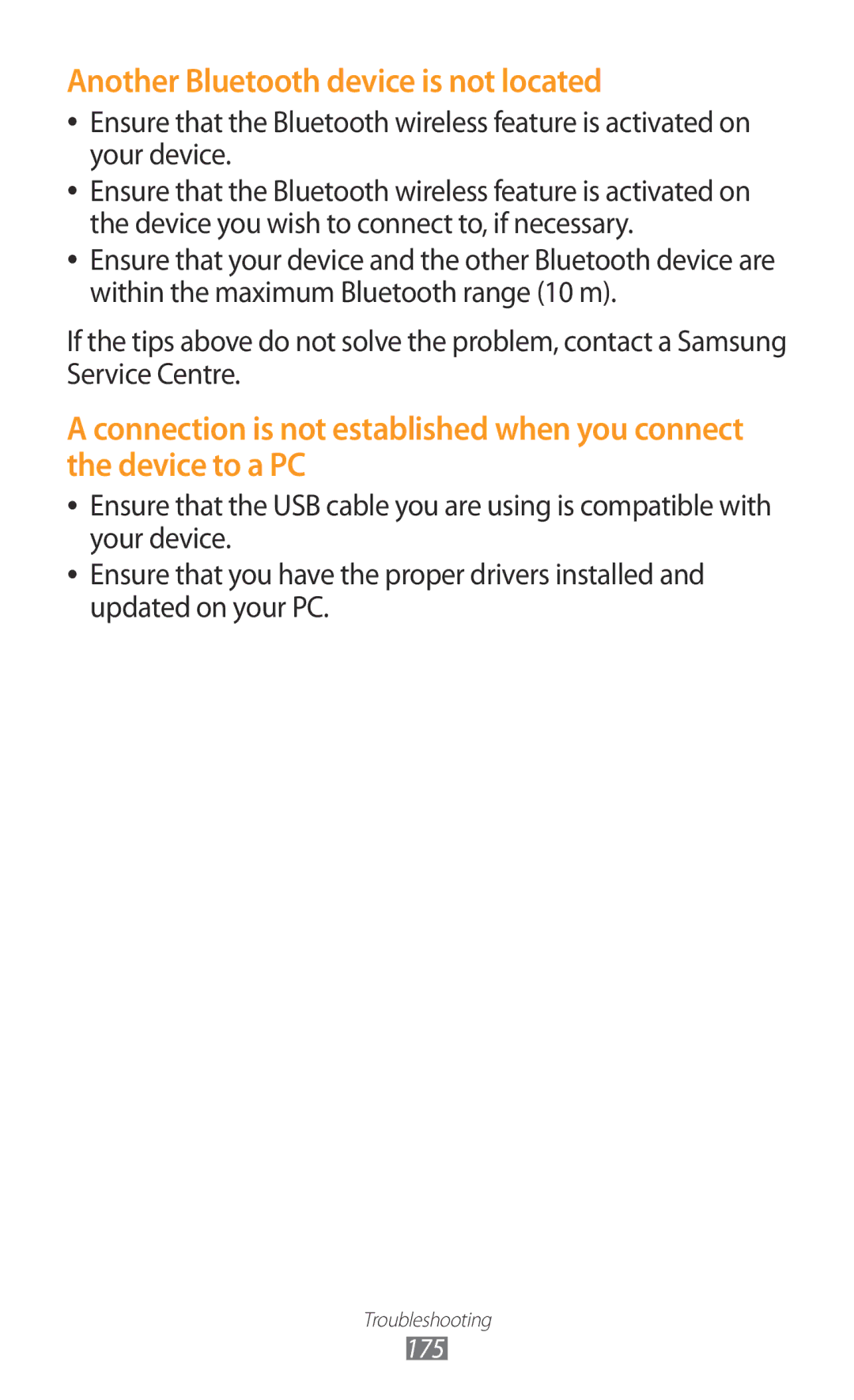 Samsung GT-N7000 user manual Another Bluetooth device is not located 