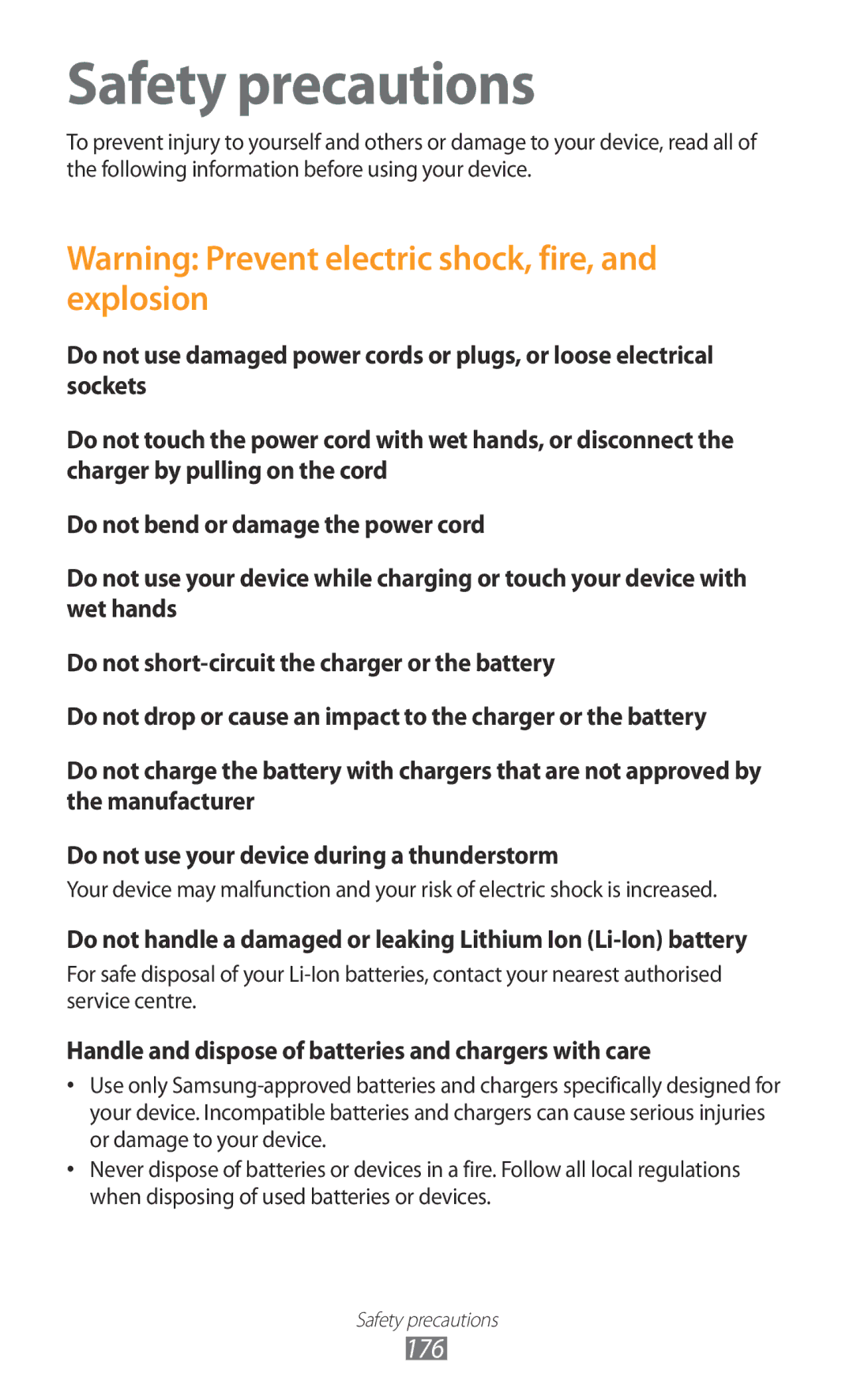 Samsung GT-N7000 user manual Safety precautions 