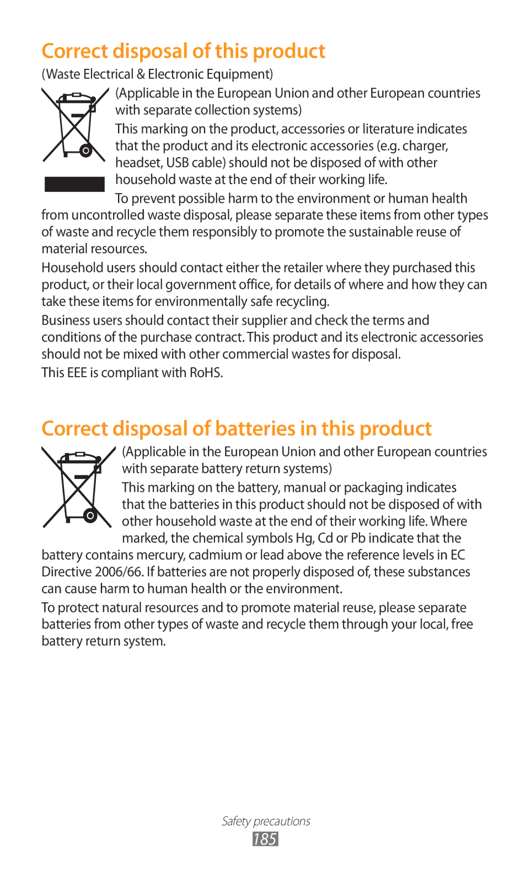 Samsung GT-N7000 user manual Correct disposal of this product 