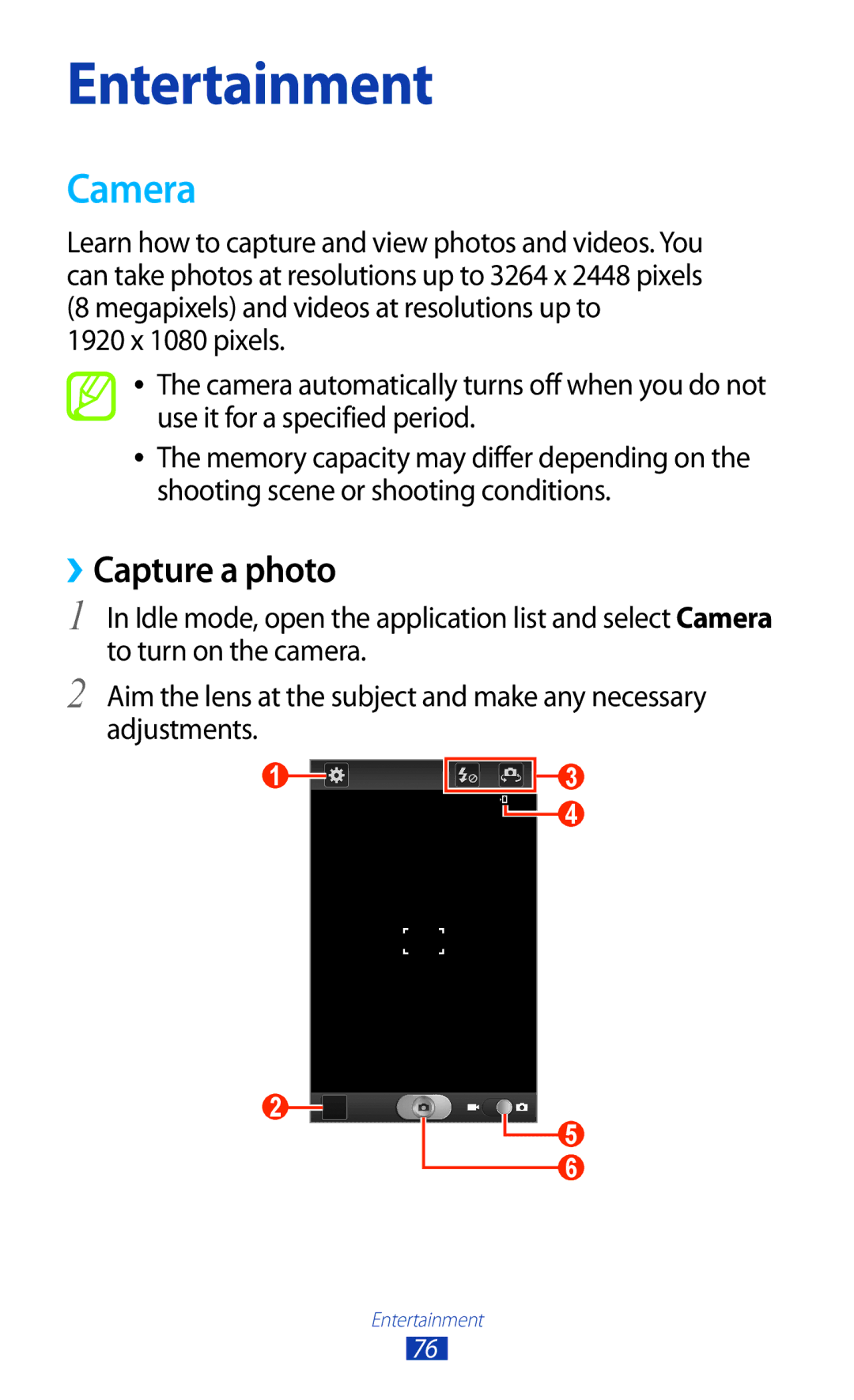 Samsung GT-N7000 user manual Camera, ››Capture a photo 