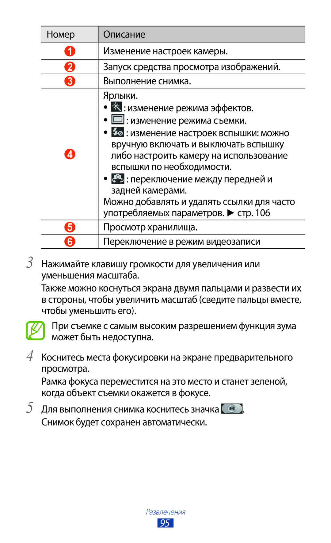 Samsung GT-N7000ZBASER, GT-N7000RWAMBC, GT-N7000ZBAMBC, GT-N7000RWASEB manual Переключение между передней и задней камерами 