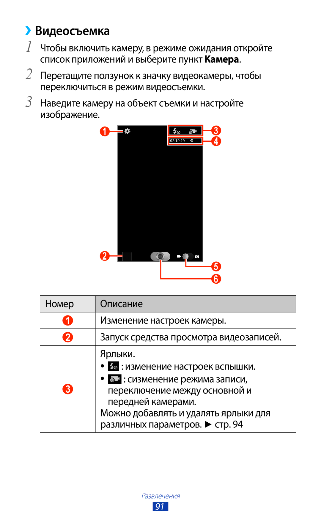 Samsung GT-N7000ZBAMBC, GT-N7000RWAMBC, GT-N7000RWASEB, GT-N7000ZBASEB, GT-N7000RWESER, GT-N7000ZBASER manual ››Видеосъемка 