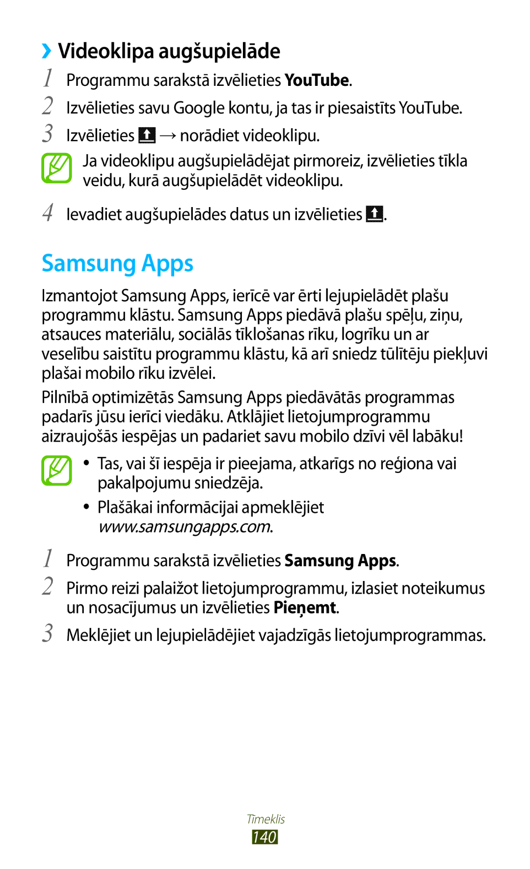 Samsung GT-N7000RWASEB manual Samsung Apps, ››Videoklipa augšupielāde, Ievadiet augšupielādes datus un izvēlieties 