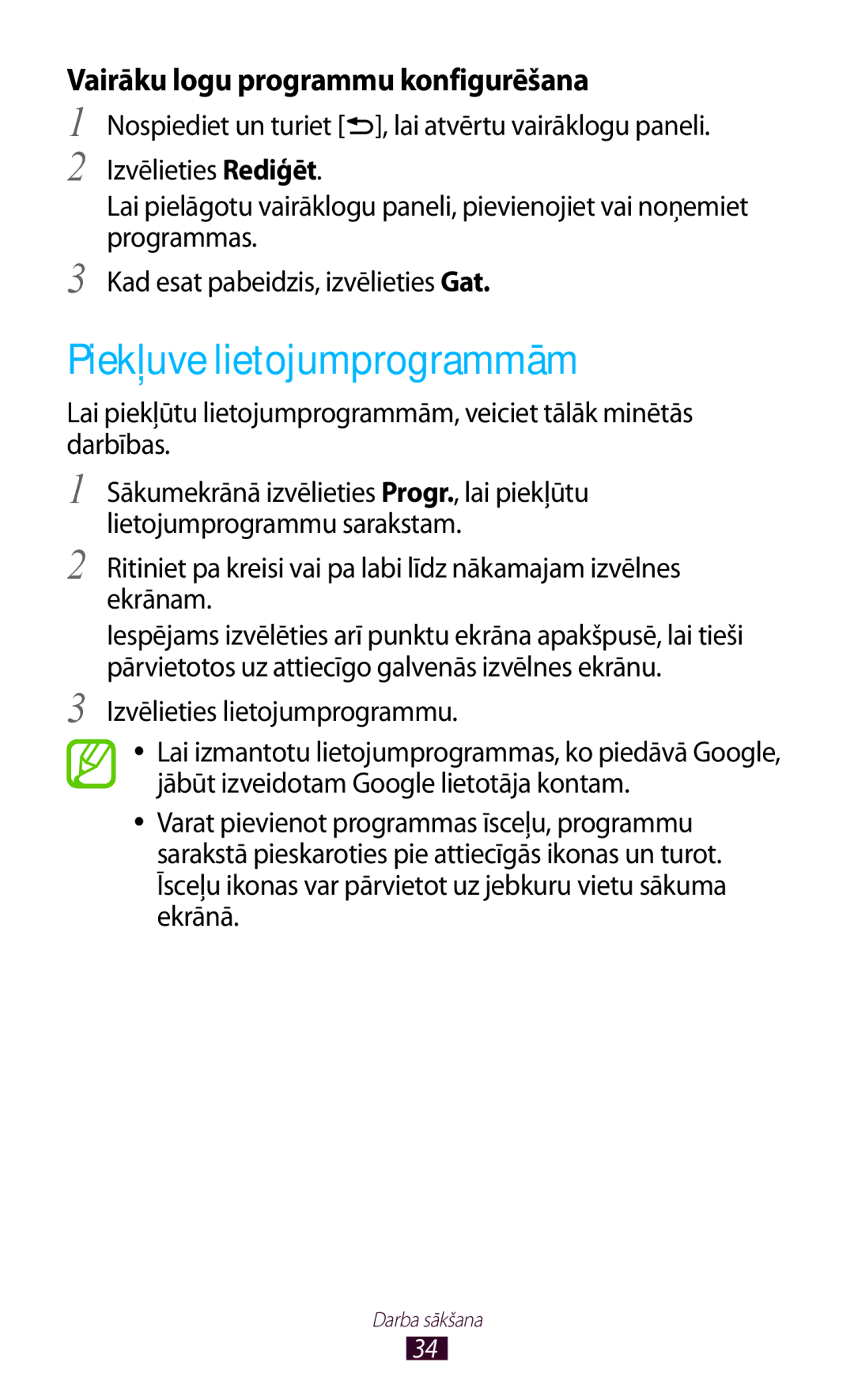 Samsung GT-N7000RWASEB, GT-N7000ZBASEB manual Piekļuve lietojumprogrammām, Vairāku logu programmu konfigurēšana 