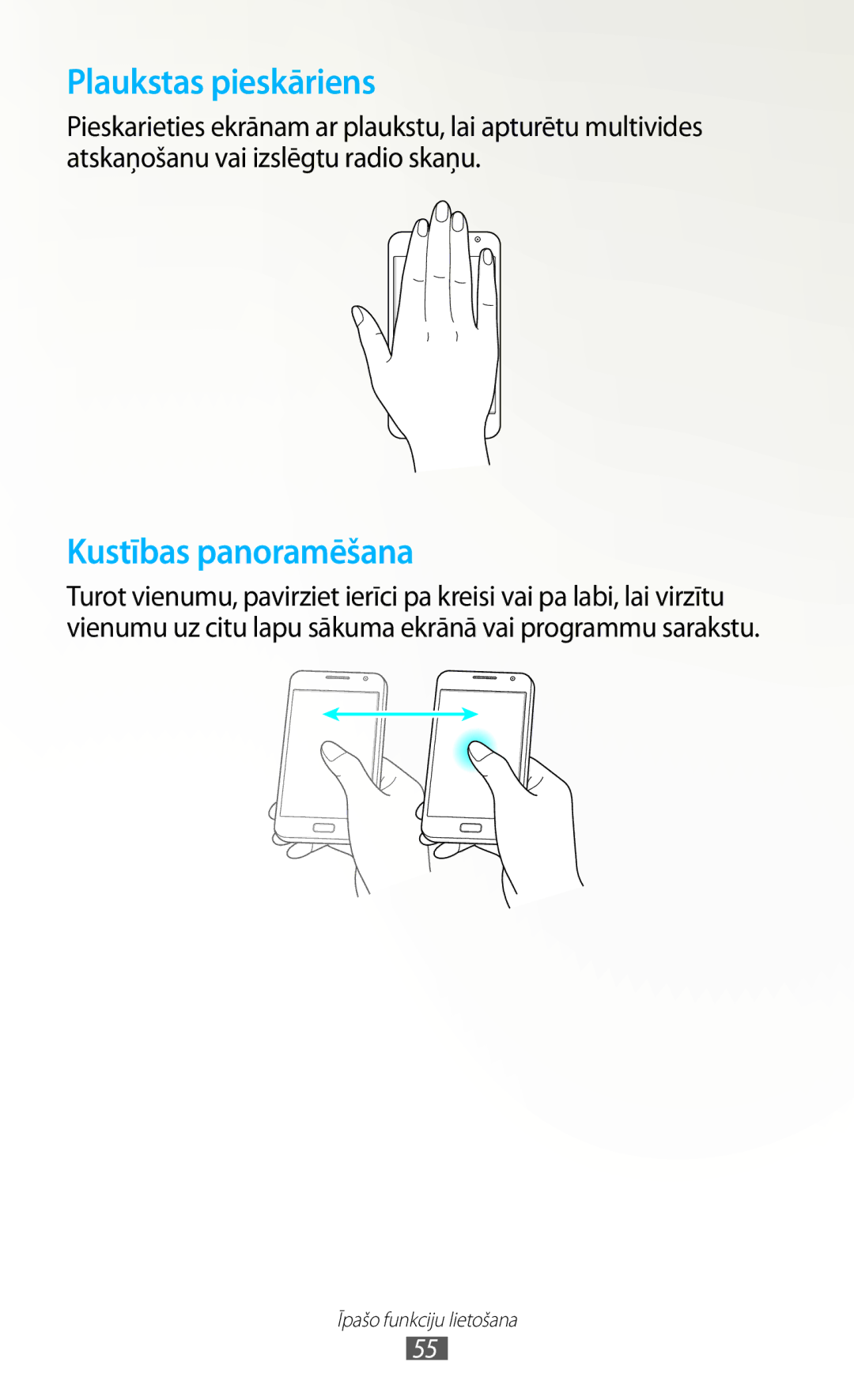 Samsung GT-N7000ZBASEB, GT-N7000RWASEB manual Plaukstas pieskāriens 