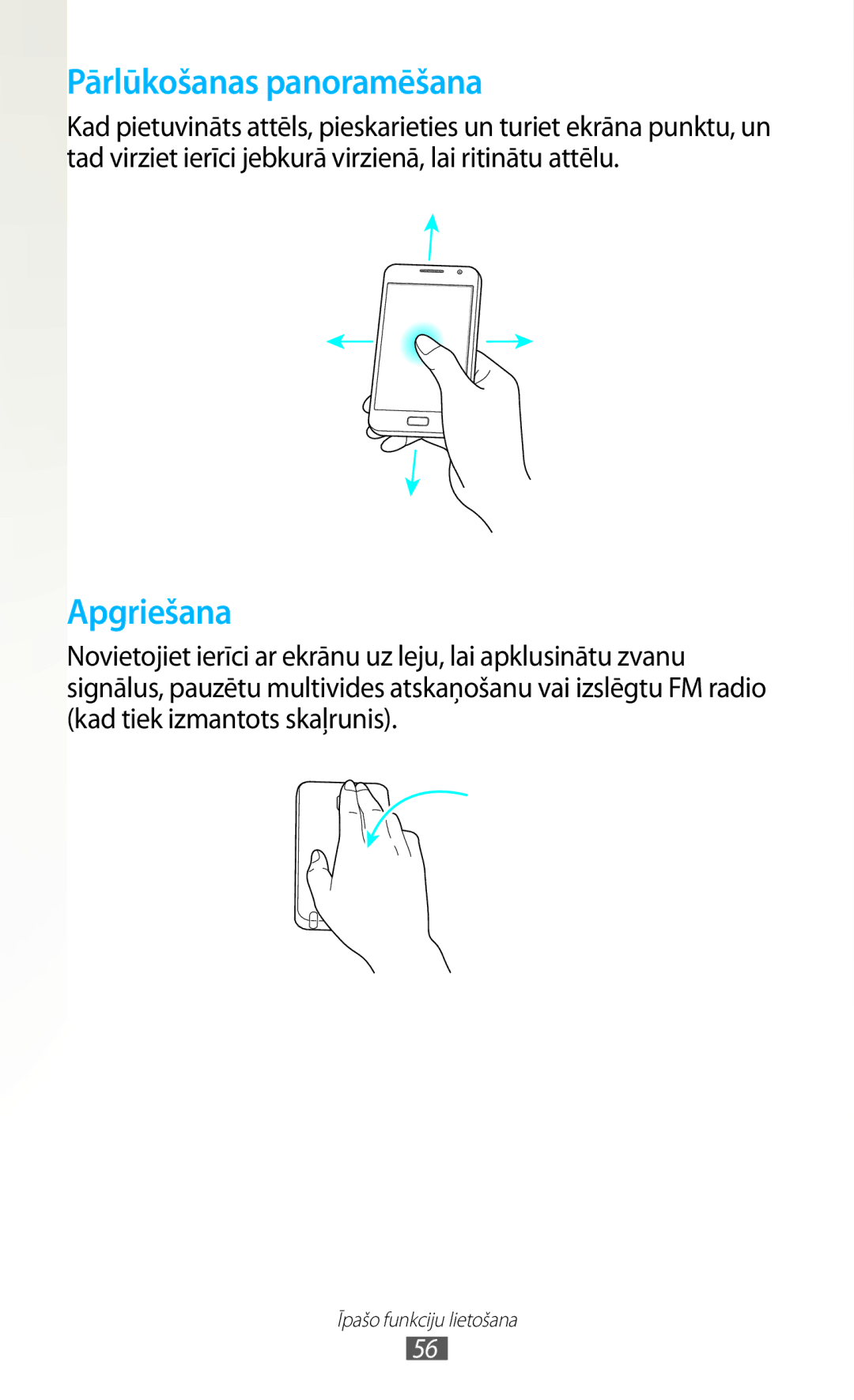 Samsung GT-N7000RWASEB, GT-N7000ZBASEB manual Pārlūkošanas panoramēšana 