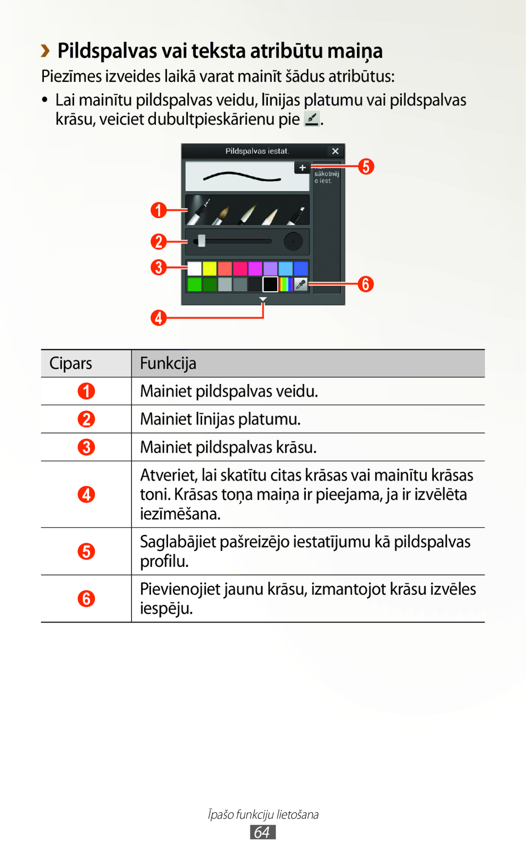 Samsung GT-N7000RWASEB, GT-N7000ZBASEB manual ››Pildspalvas vai teksta atribūtu maiņa 