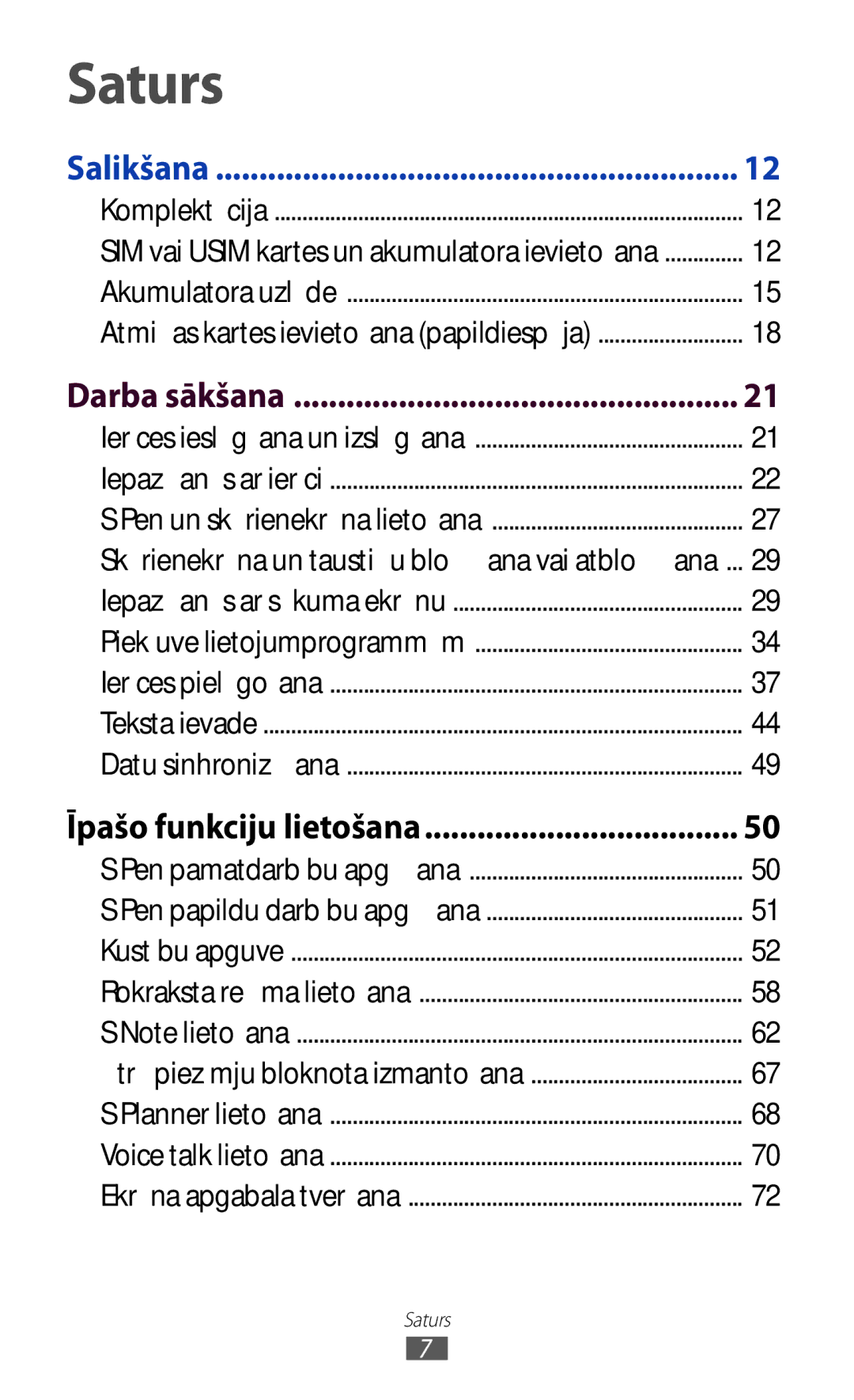 Samsung GT-N7000ZBASEB, GT-N7000RWASEB manual Darba sākšana, Īpašo funkciju lietošana 