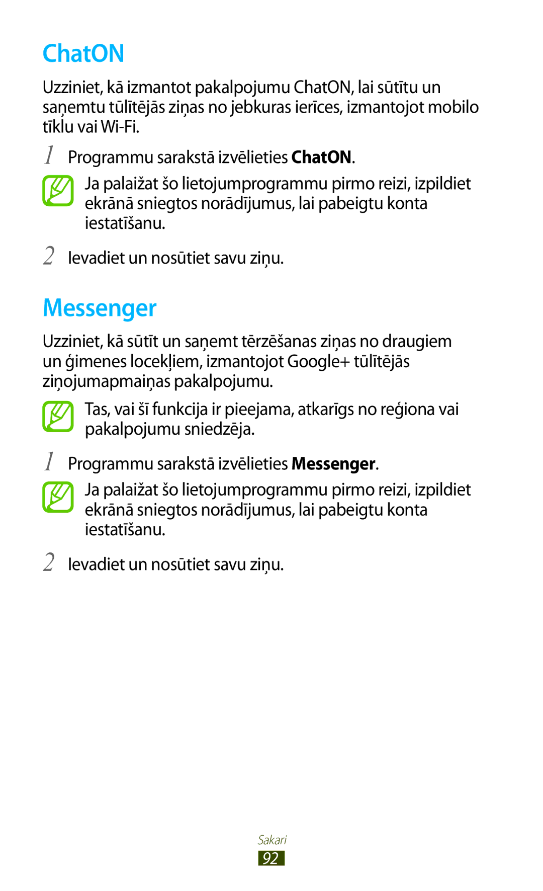 Samsung GT-N7000RWASEB, GT-N7000ZBASEB manual ChatON, Messenger 