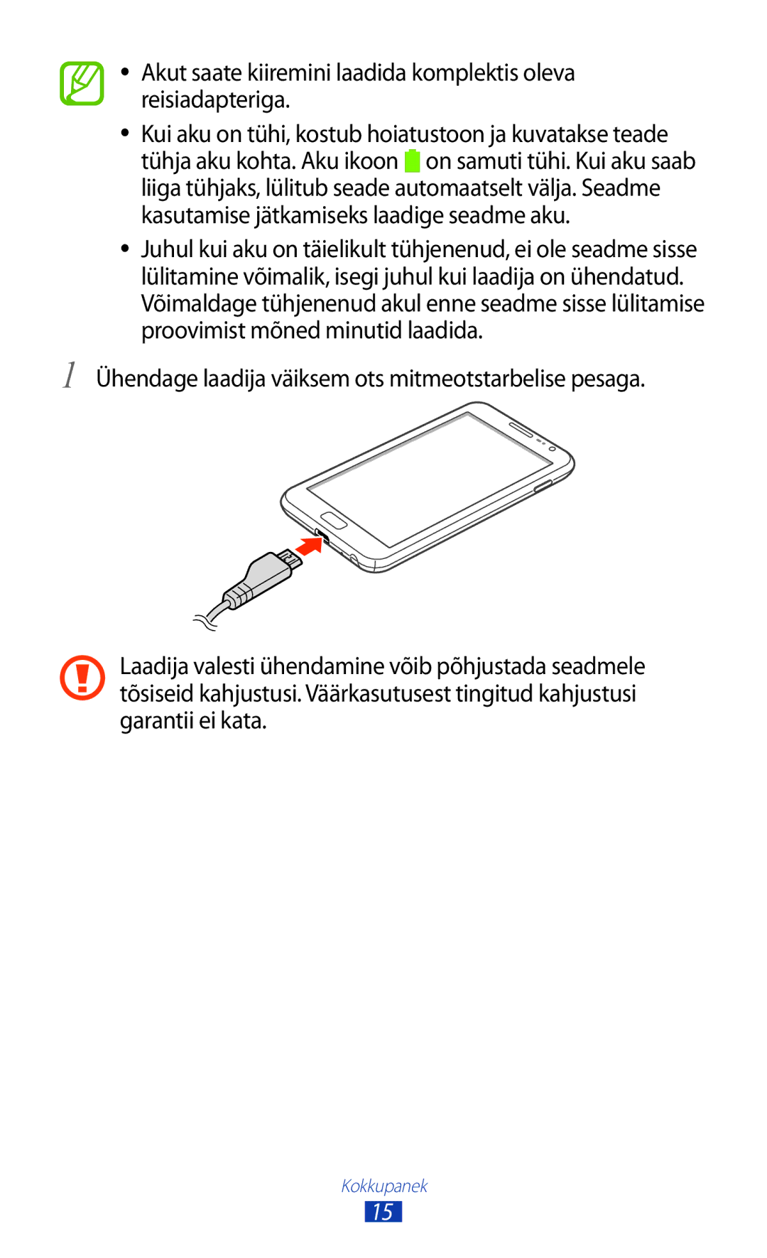 Samsung GT-N7000ZBASEB, GT-N7000RWASEB manual Kokkupanek 