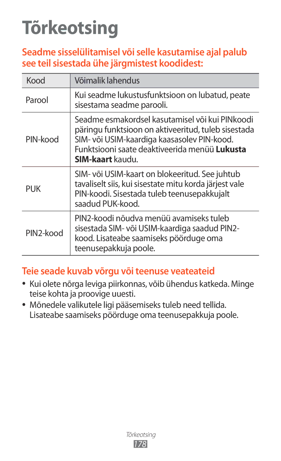 Samsung GT-N7000RWASEB, GT-N7000ZBASEB manual SIM-kaart kaudu, 178 