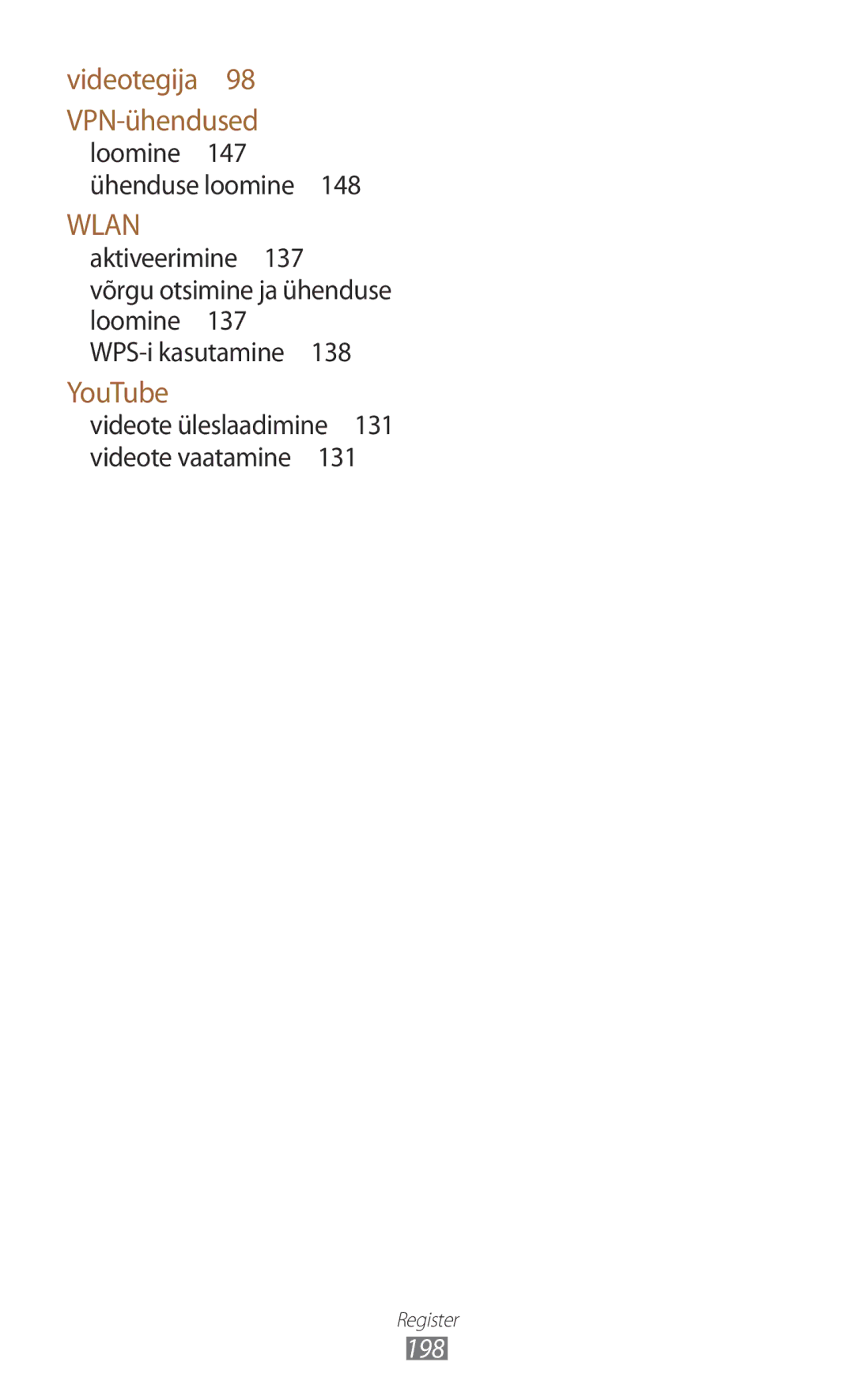 Samsung GT-N7000RWASEB, GT-N7000ZBASEB manual Wlan, 198 