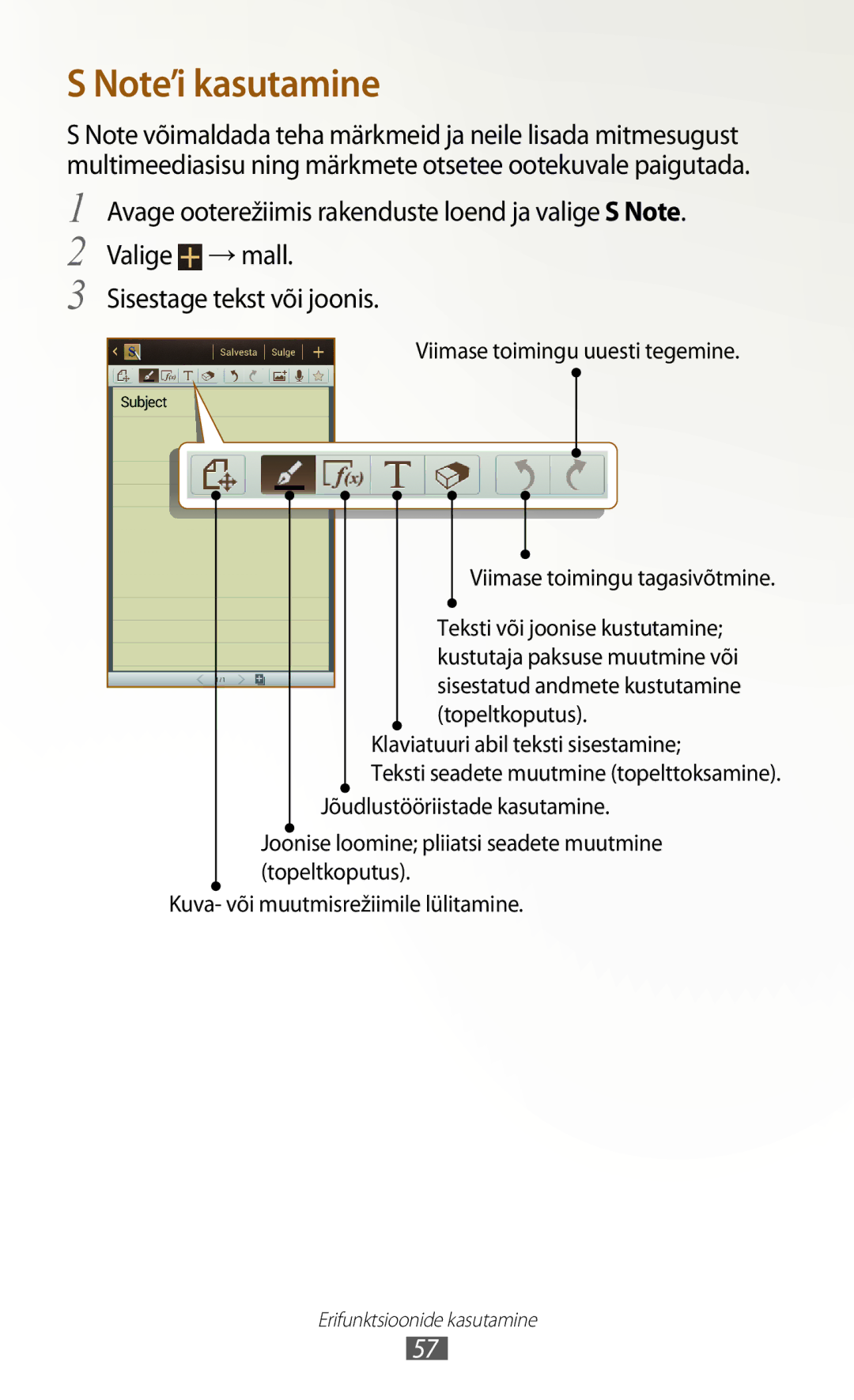 Samsung GT-N7000ZBASEB, GT-N7000RWASEB manual Klaviatuuri abil teksti sisestamine 