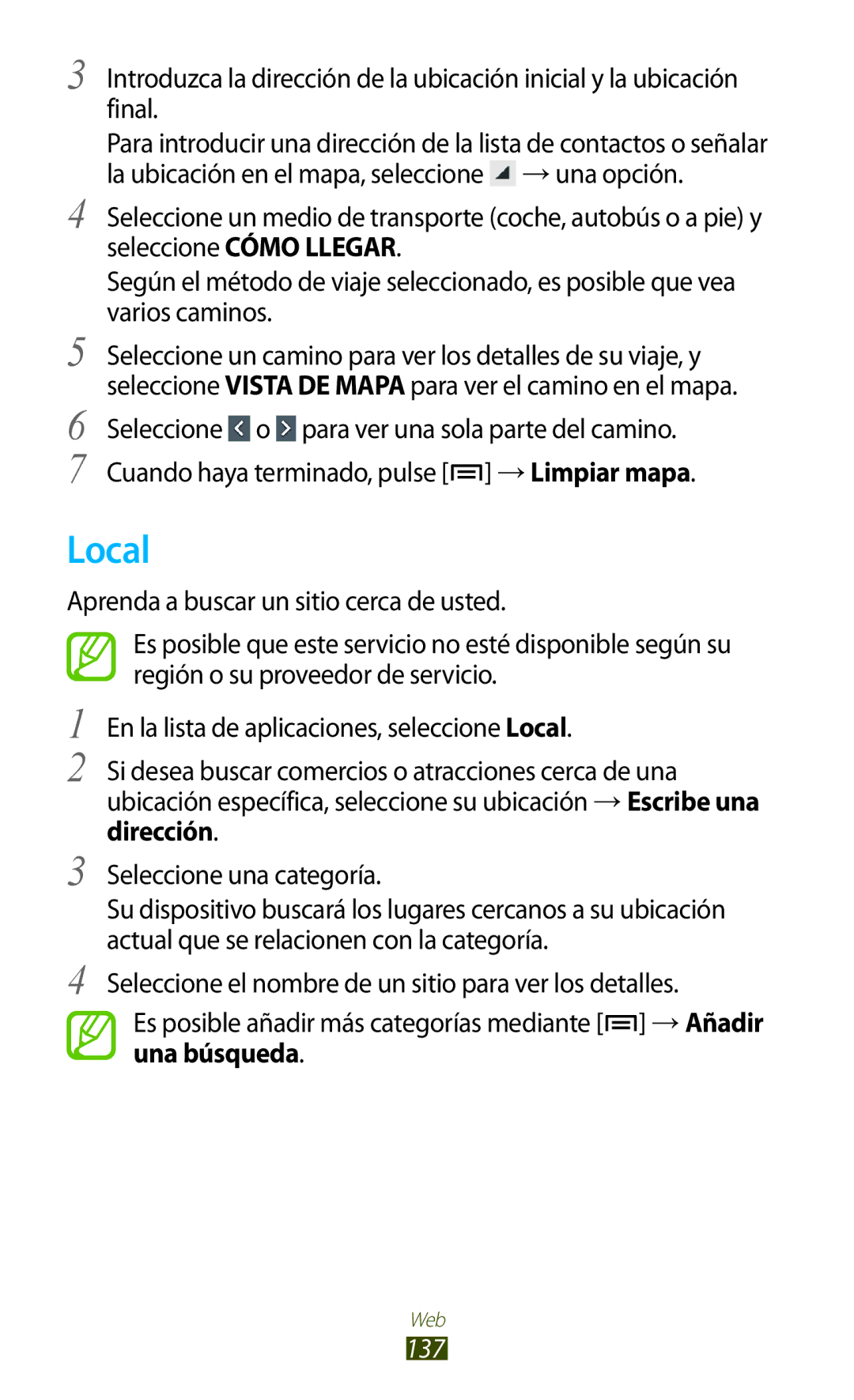 Samsung GT-N7000RWAXSP, GT-N7000RWATMN, GT-N7000ZBEPHE, GT-N7000RWEPHE, GT-N7000ZBAXSP, GT-N7000ZBAPHE manual Local, 137 