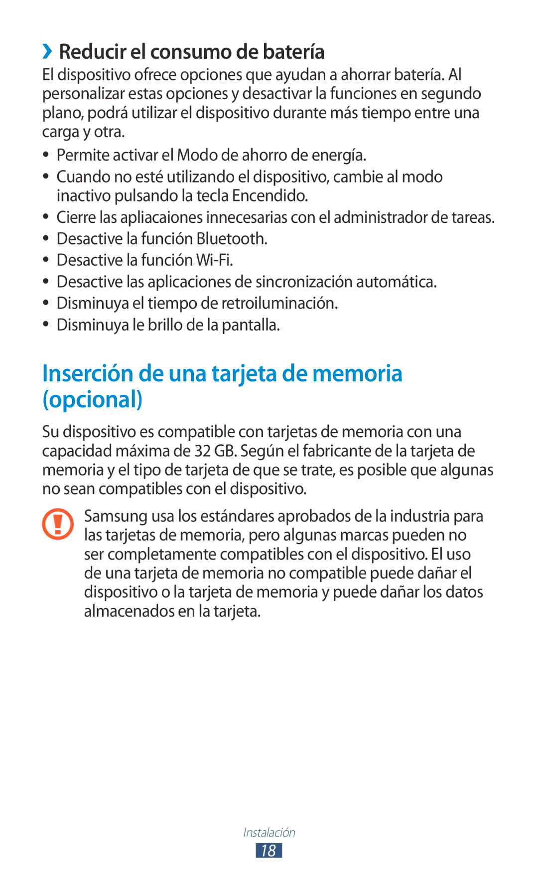 Samsung GT-N7000ZBAXEC, GT-N7000RWATMN manual Inserción de una tarjeta de memoria opcional, ››Reducir el consumo de batería 