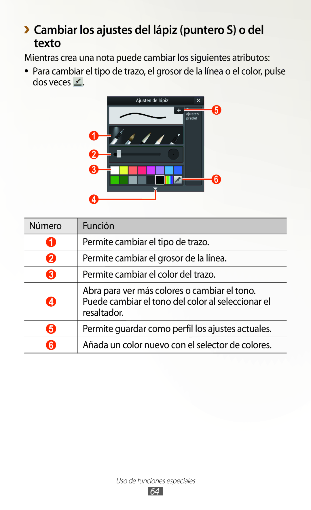 Samsung GT-N7000ZBAXEC, GT-N7000RWATMN, GT-N7000ZBEPHE, GT-N7000RWEPHE ››Cambiar los ajustes del lápiz puntero S o del texto 